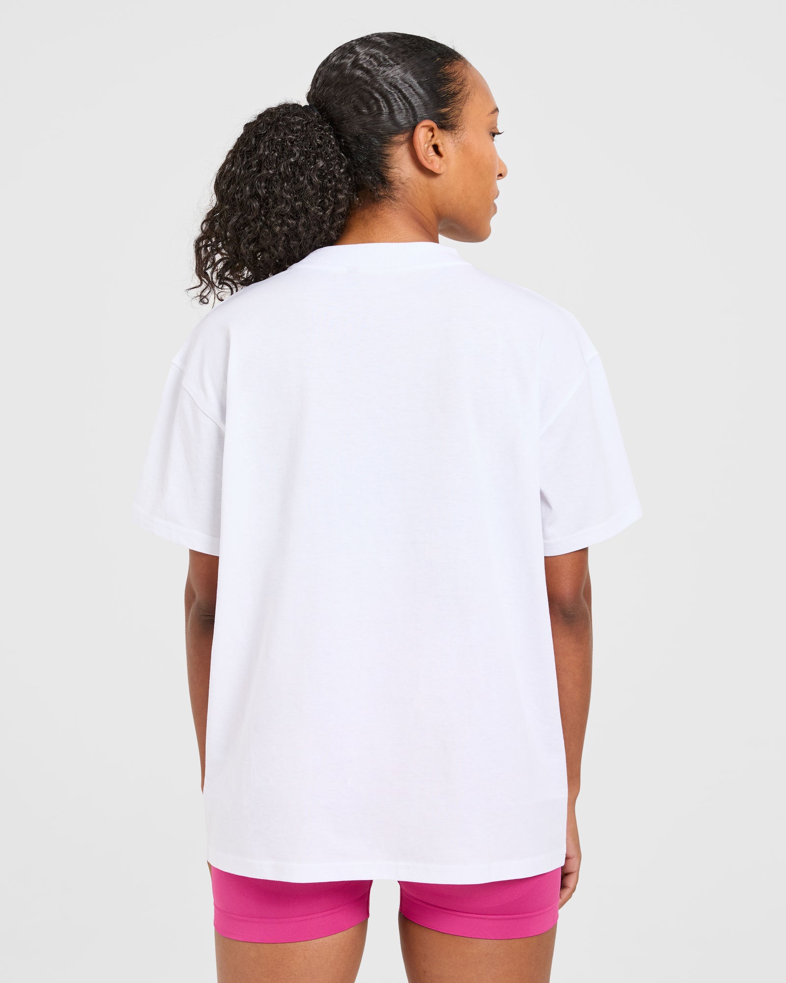 Sports Club Gothic Oversized T Shirt - White/Pink
