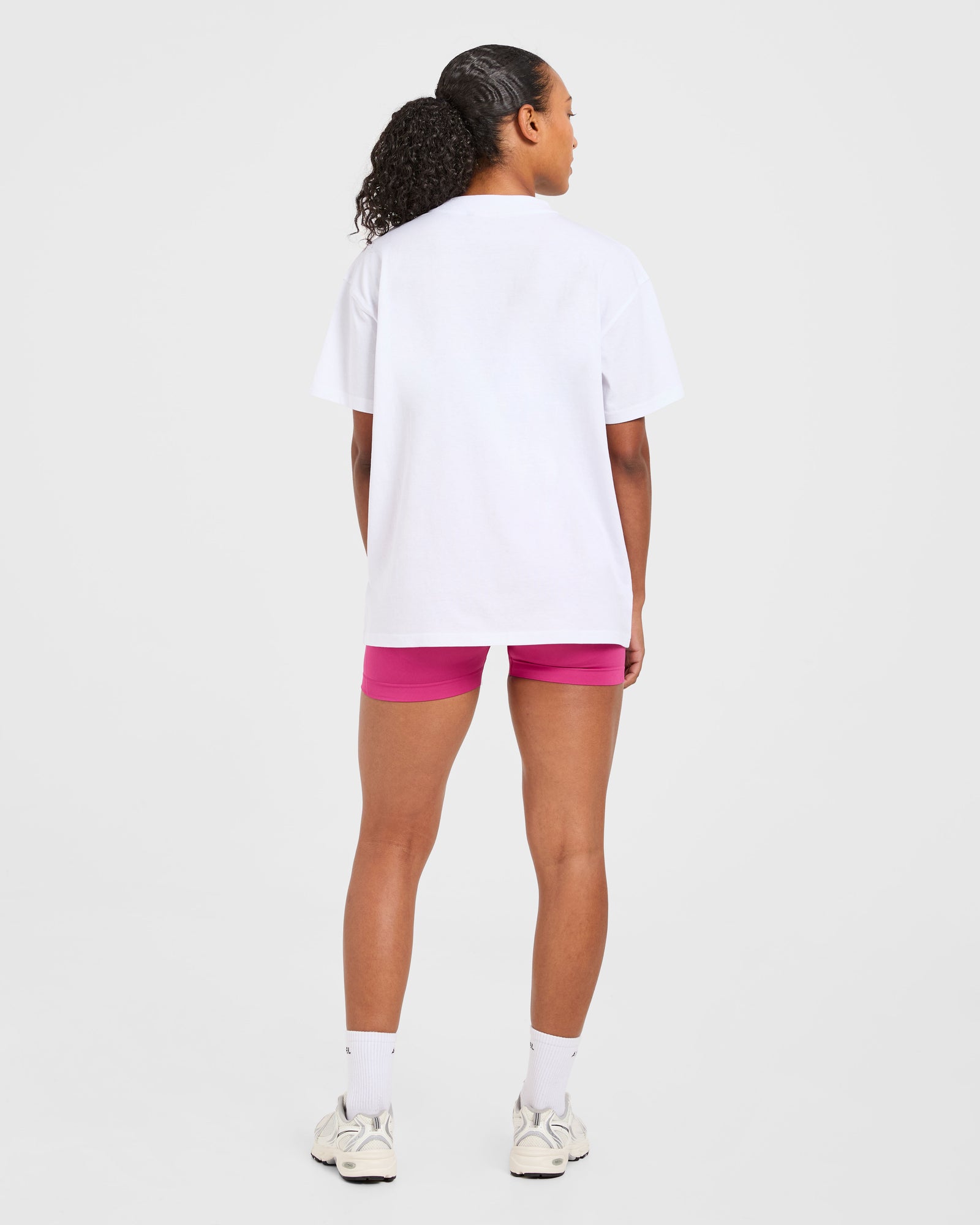 Sports Club Gothic Oversized T Shirt - White/Pink