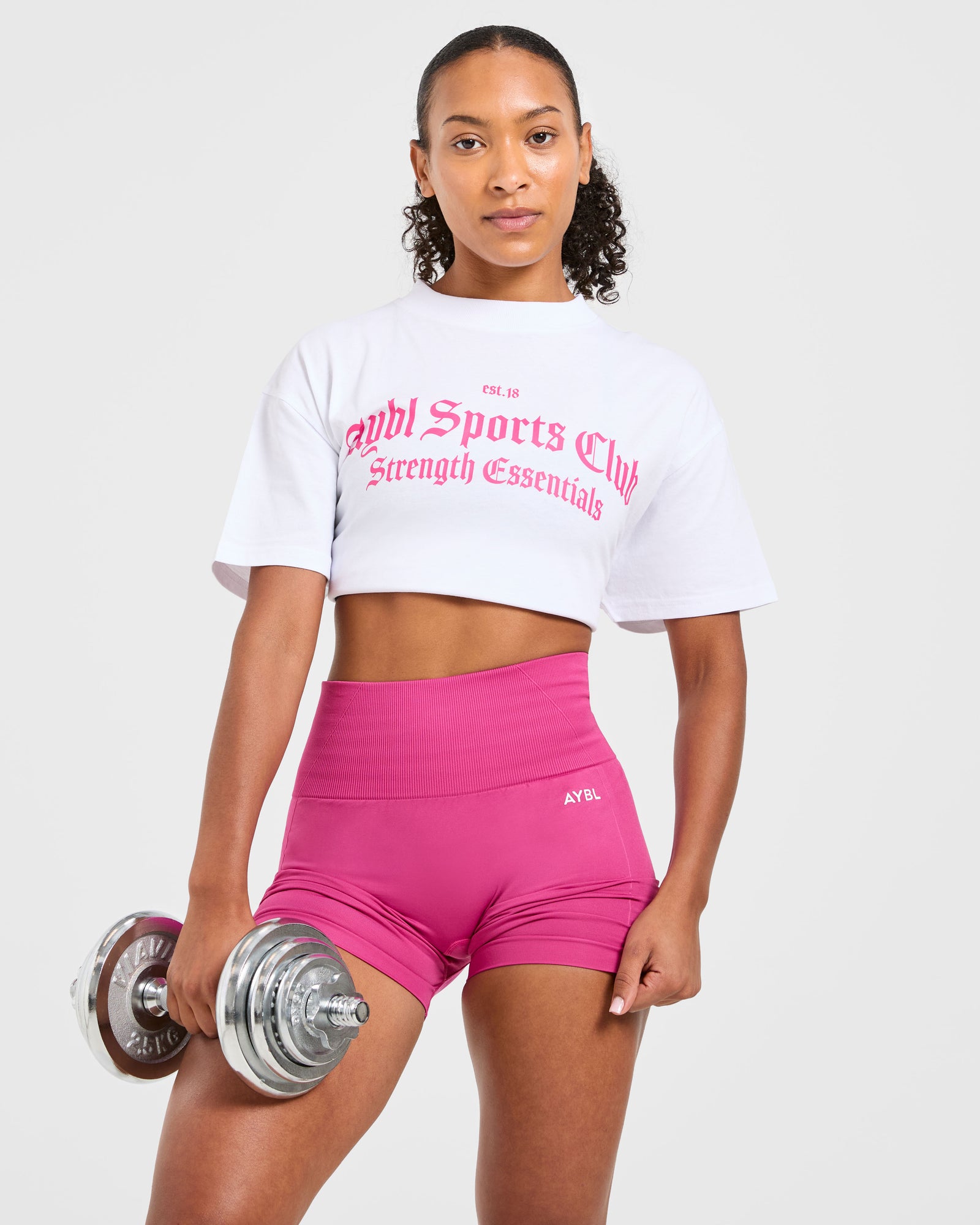 Sports Club Gothic Oversized T Shirt - White/Pink
