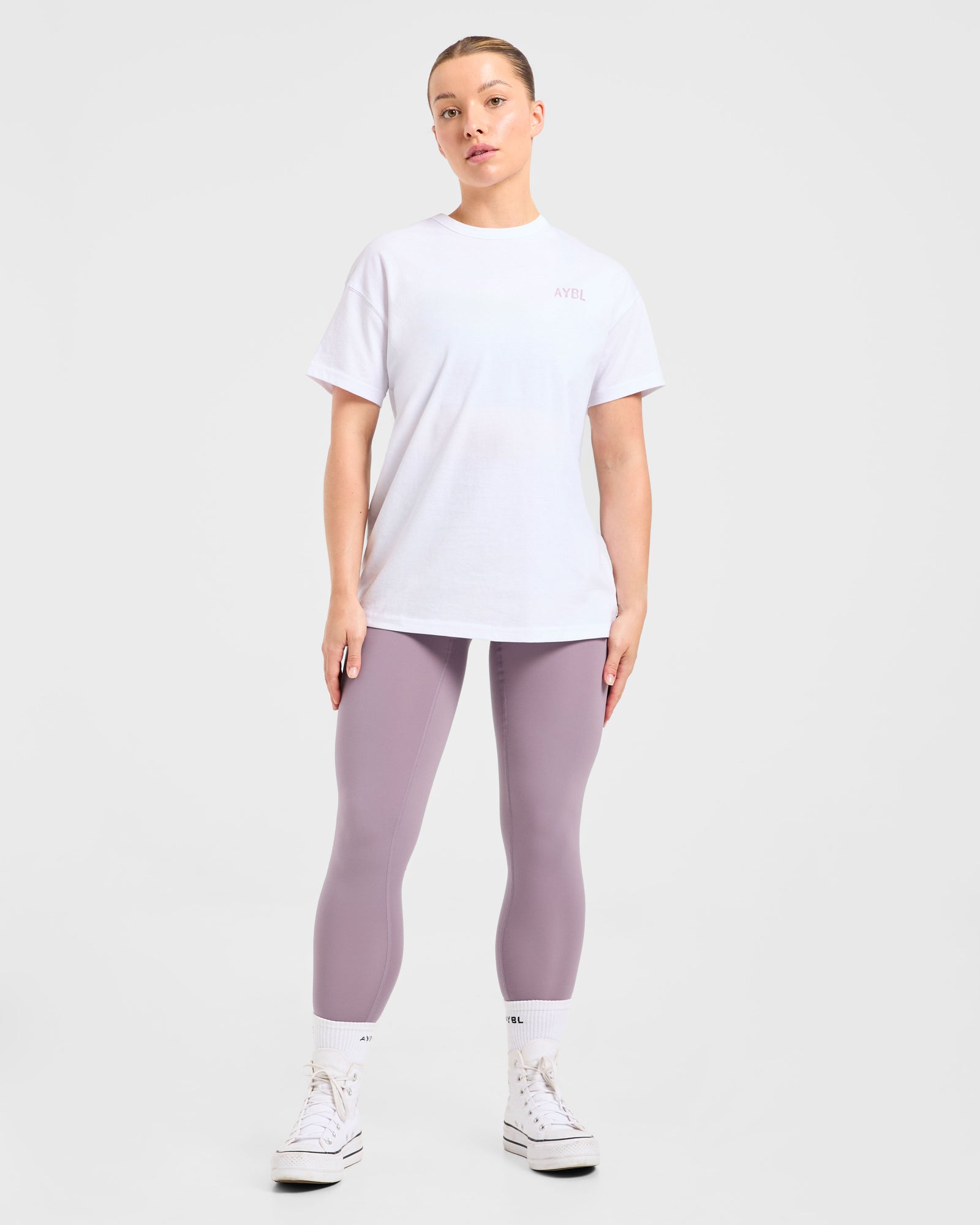Strong Women Graphic Oversized T Shirt - White/Lilac