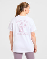 Strong Women Graphic Oversized T Shirt - White/Lilac