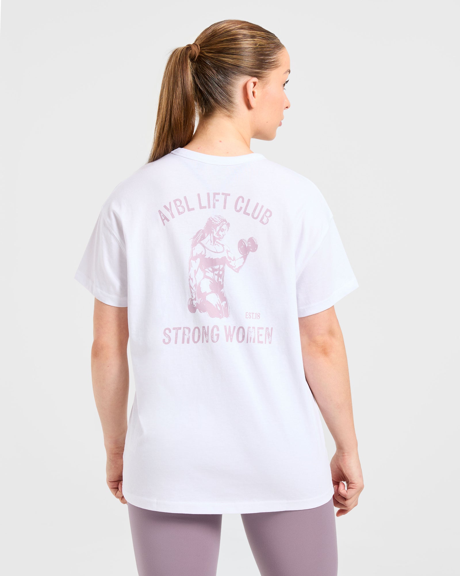 Strong Women Graphic Oversized T Shirt - White/Lilac