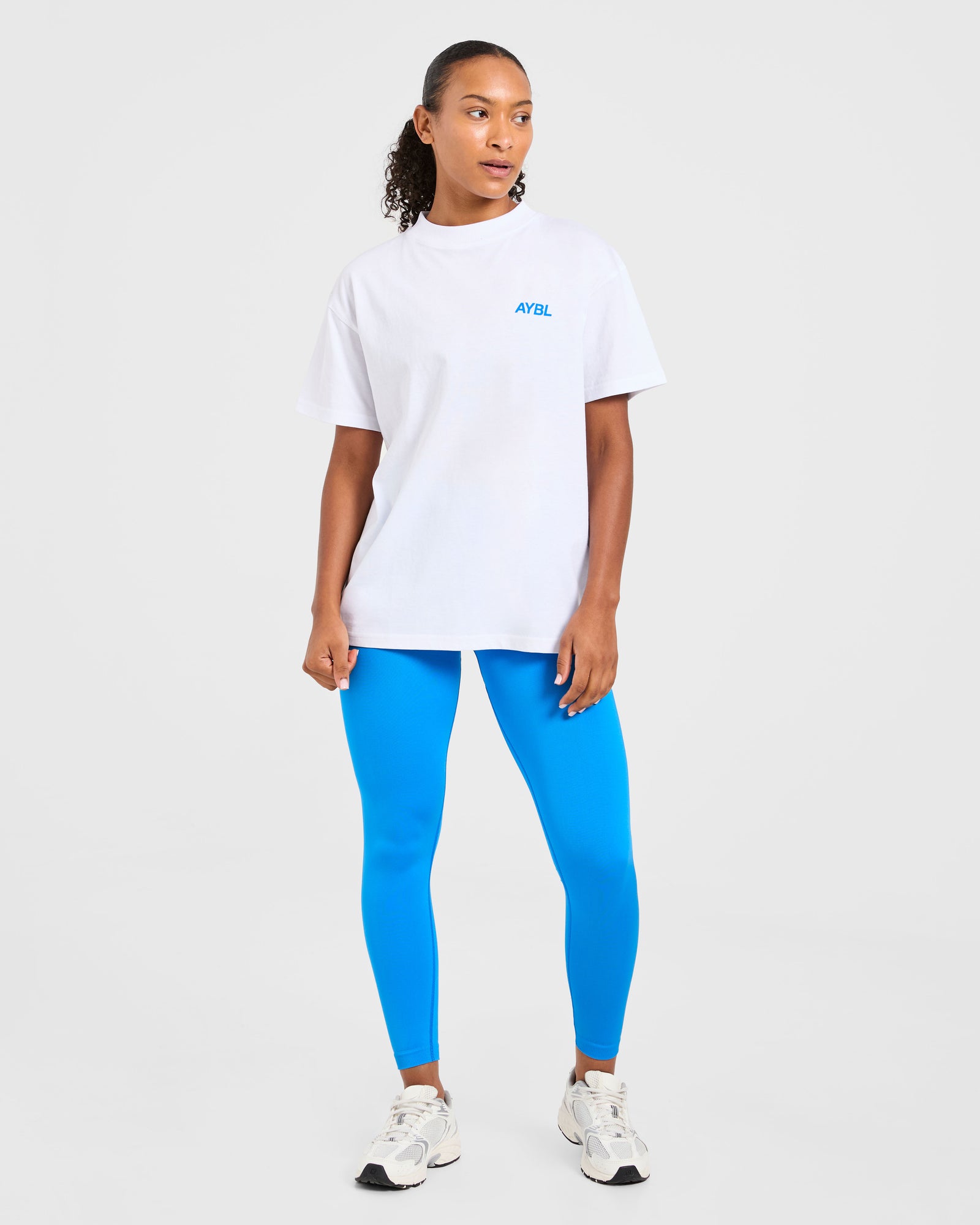 AYBL Sports Club Oversized T Shirt - White/Cobalt