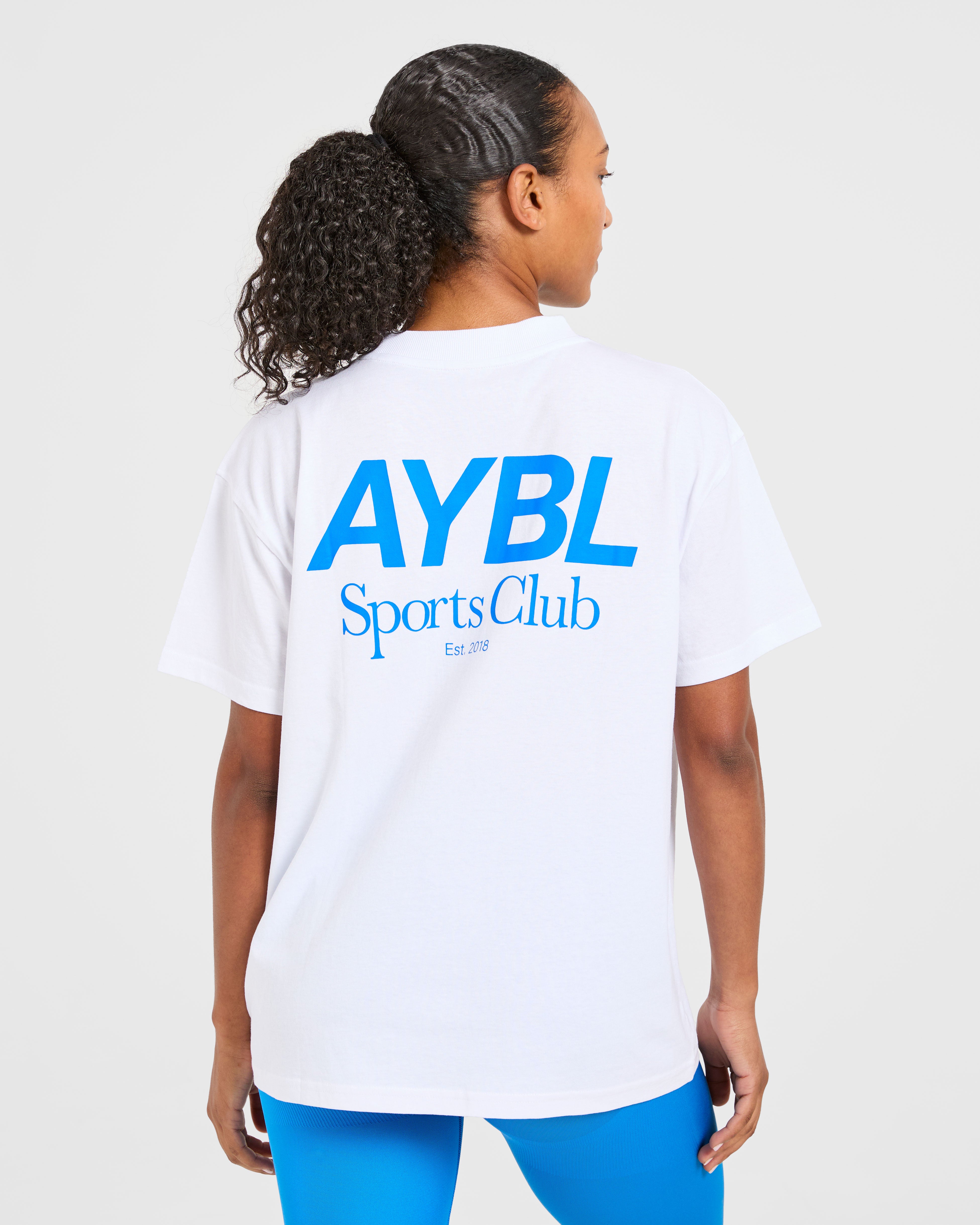 AYBL Sports Club Oversized T Shirt - White/Cobalt