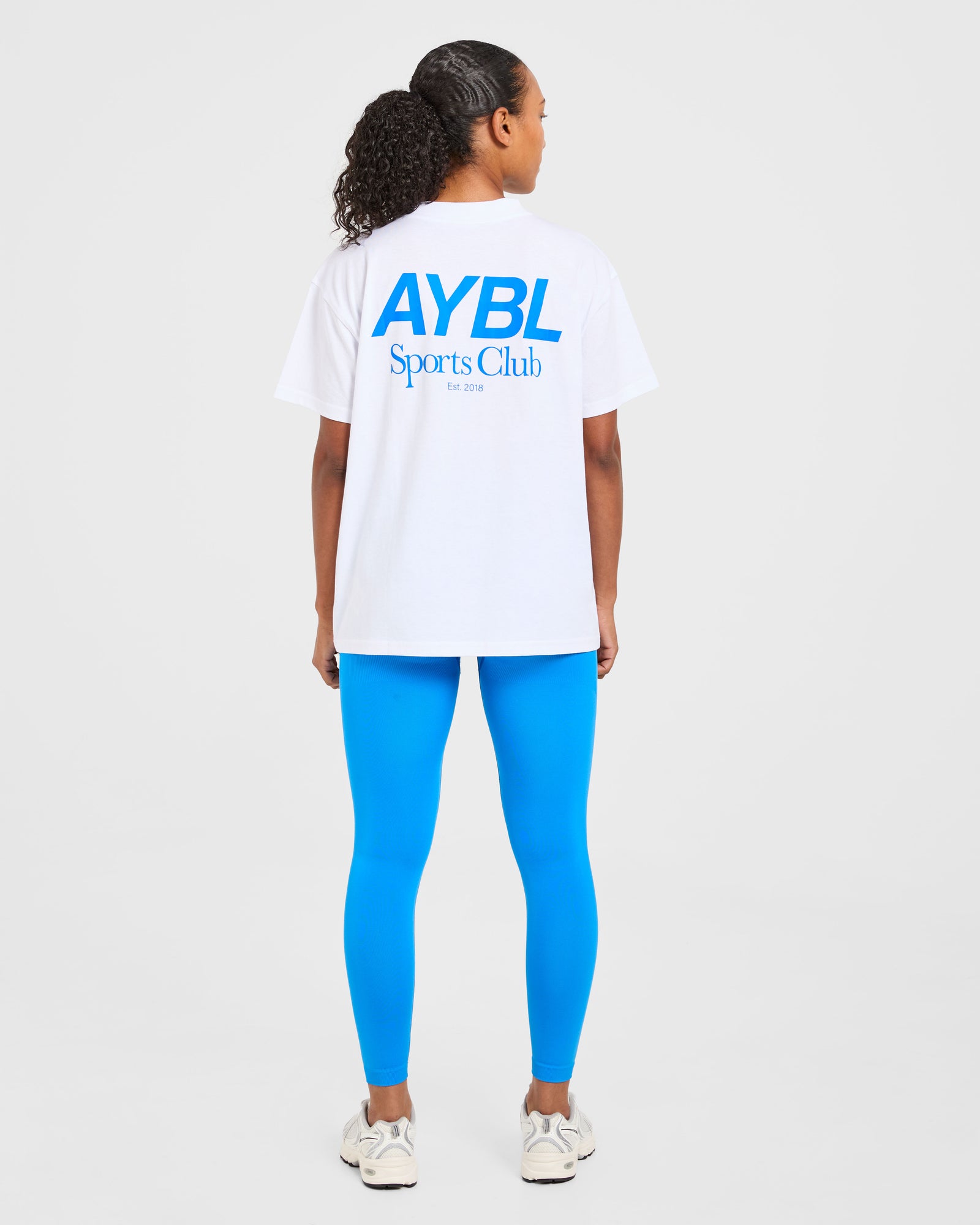 AYBL Sports Club Oversized T Shirt - White/Cobalt