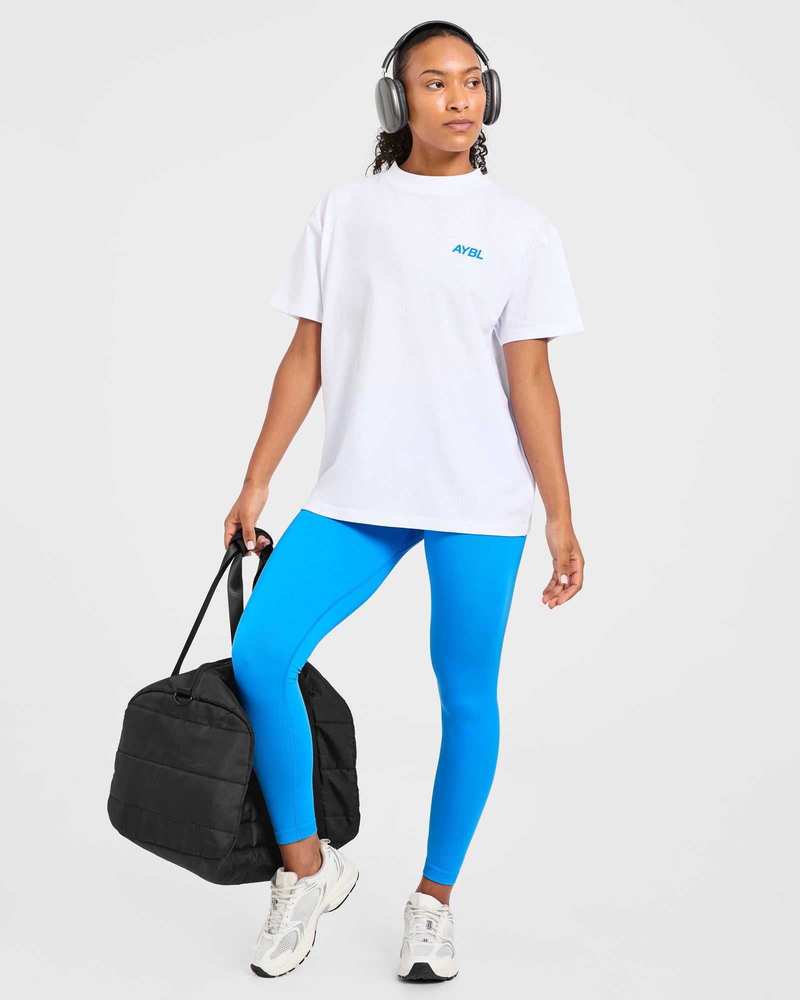 AYBL Sports Club Oversized T Shirt - White/Cobalt