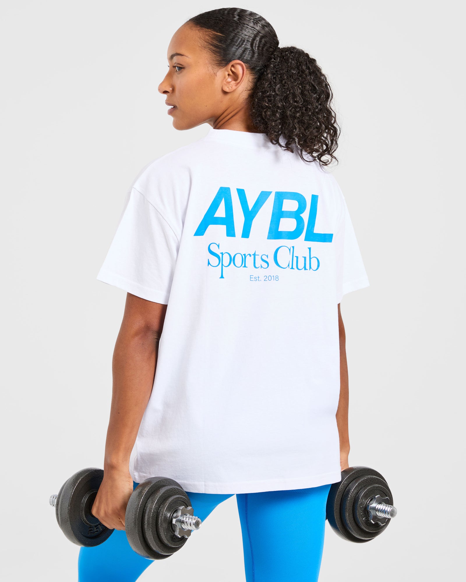 AYBL Sports Club Oversized T Shirt - White/Cobalt