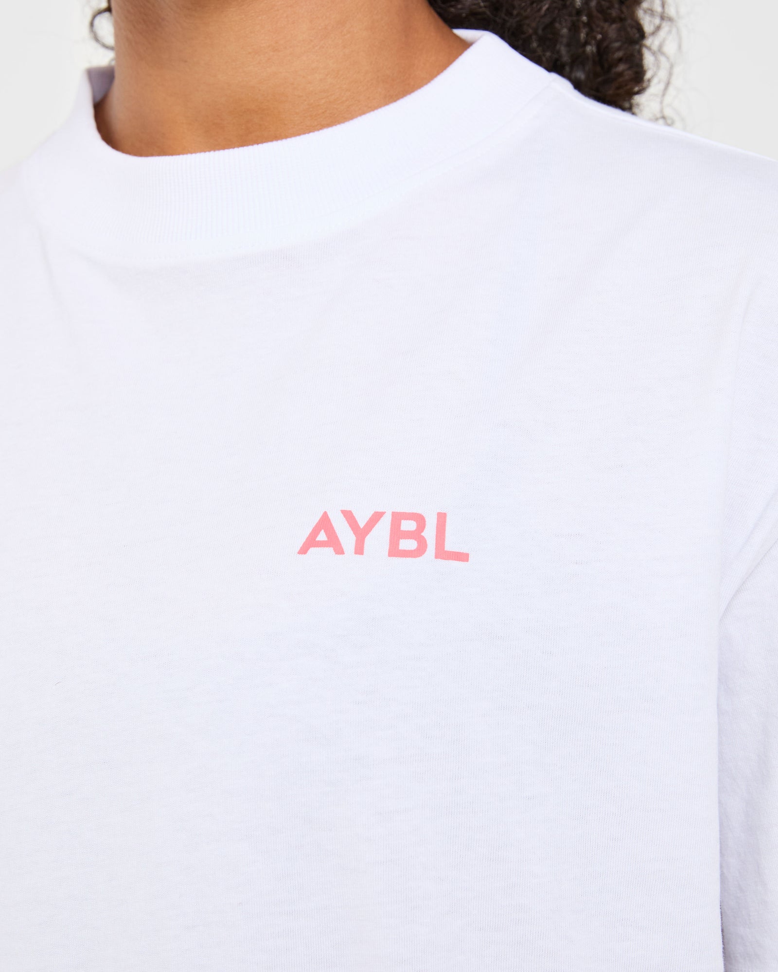 Lift Graphic Oversized T Shirt - White/Coral Peach