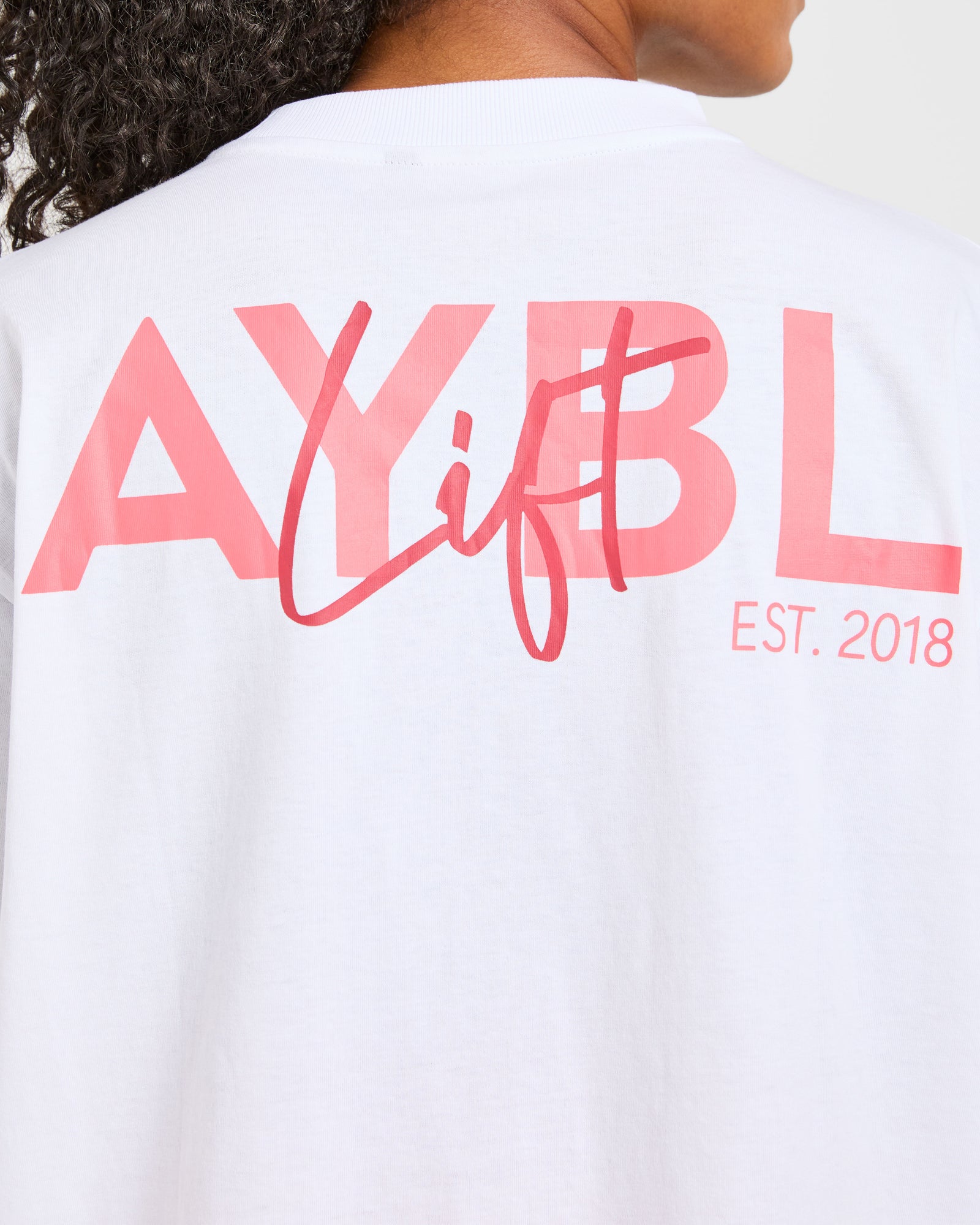 Lift Graphic Oversized T Shirt - White/Coral Peach