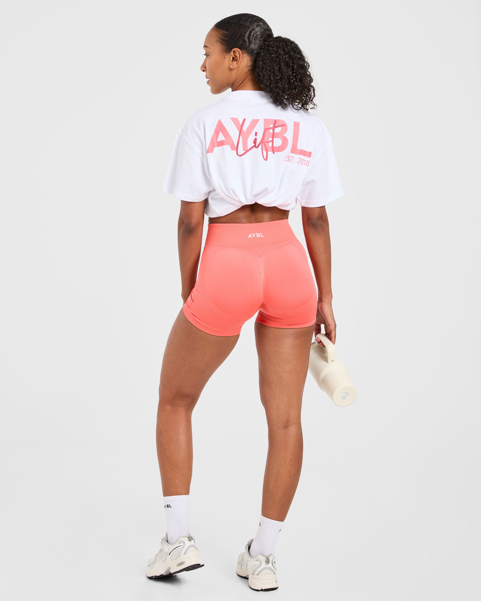 Lift Graphic Oversized T Shirt - White/Coral Peach