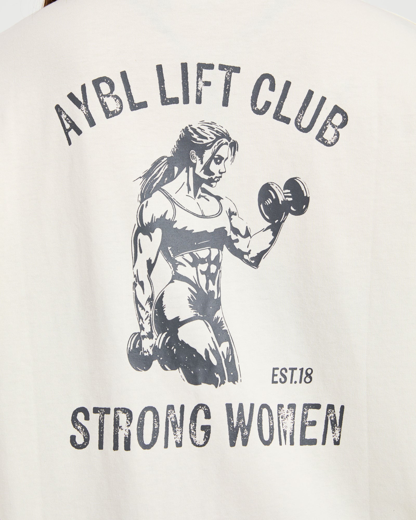 Strong Women Graphic Oversized T Shirt - Beige/Charcoal