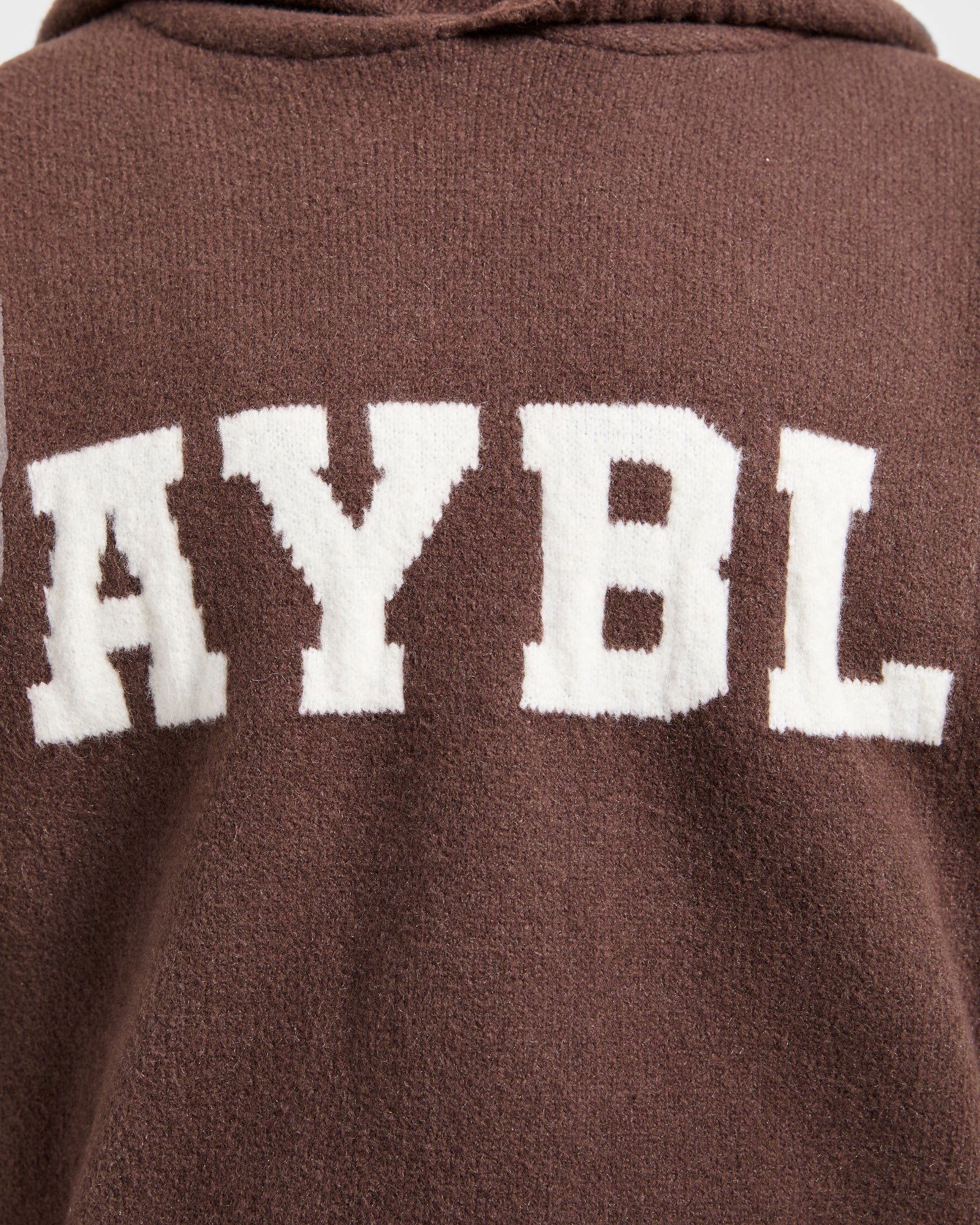 JD Varsity Oversized Knitted Hoodie - Brown