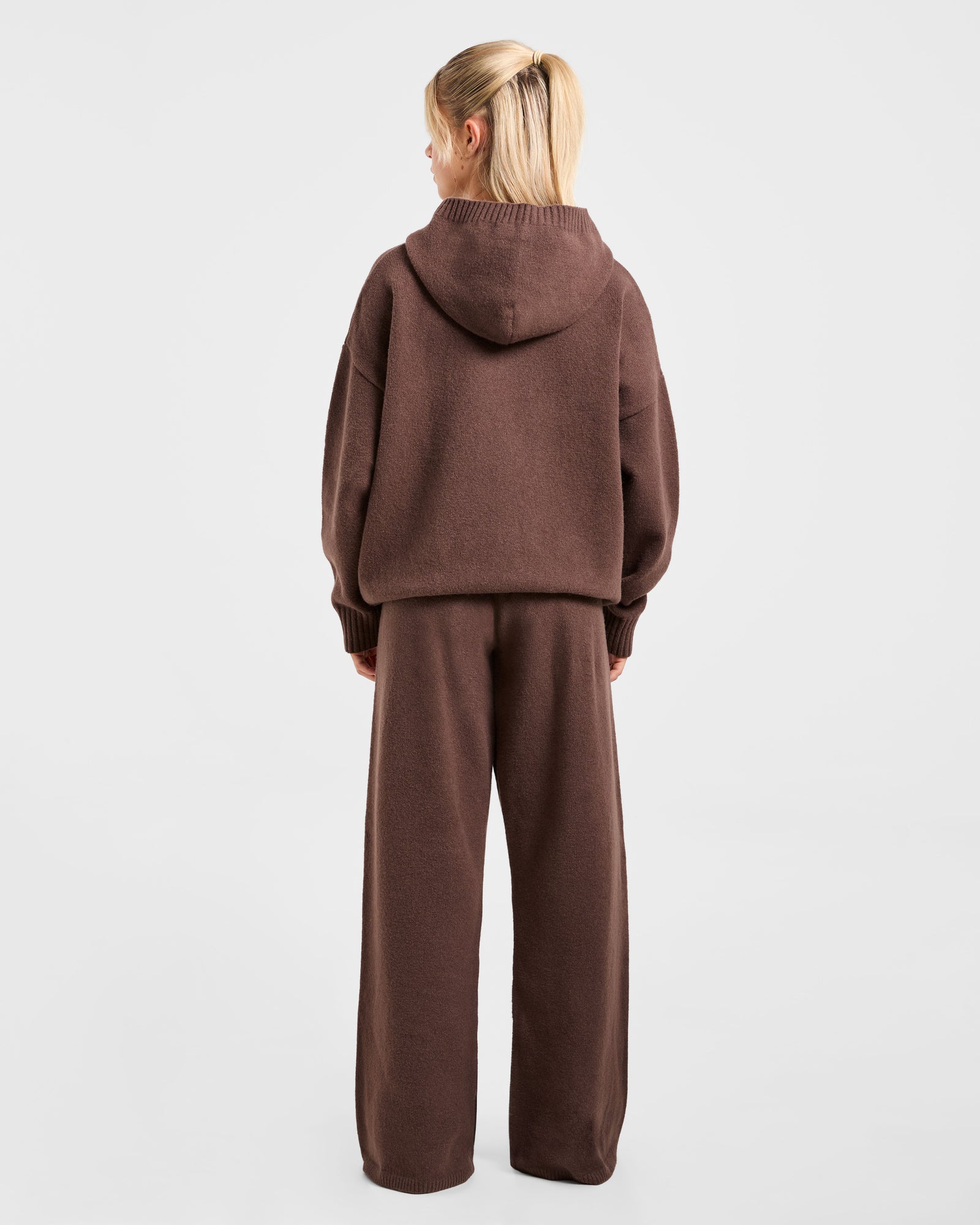 JD Varsity Oversized Knitted Hoodie - Brown