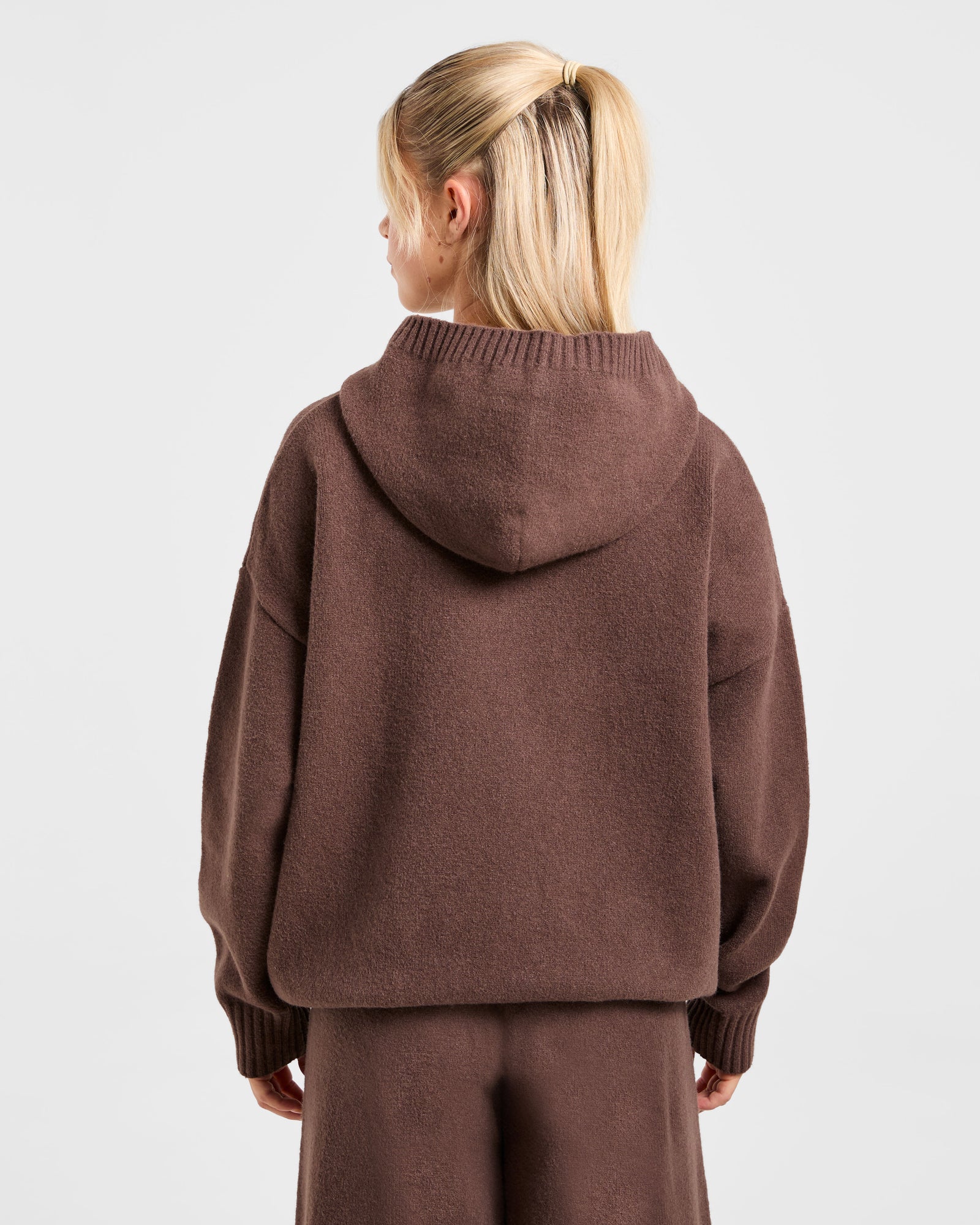 JD Varsity Oversized Knitted Hoodie - Brown