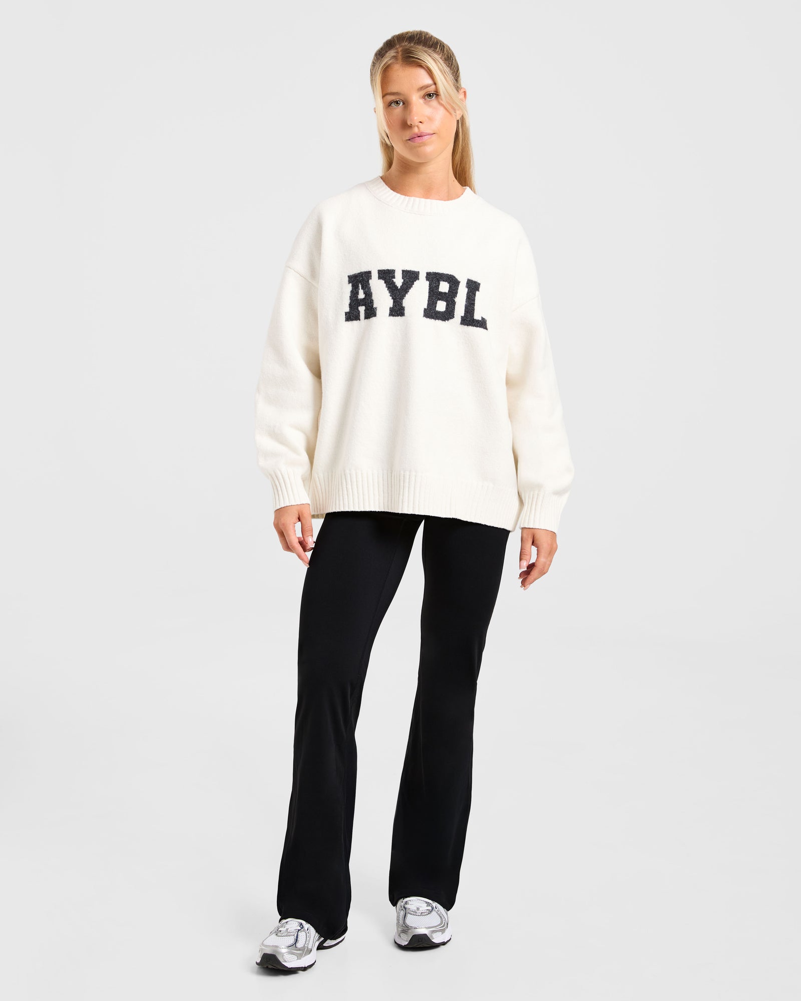Varsity Oversized Knitted Sweater - Off White