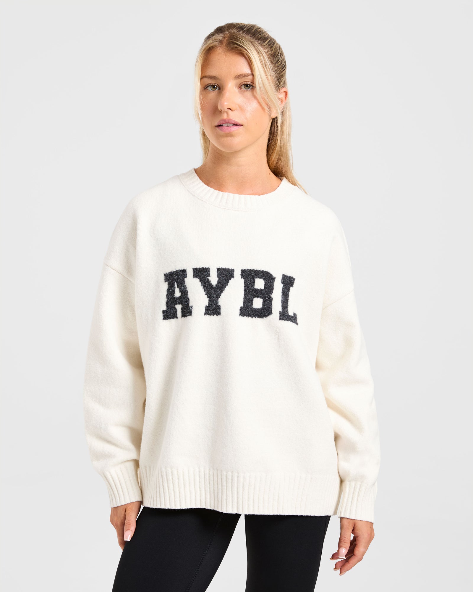 JD Varsity Oversized Knitted Sweater - Off White