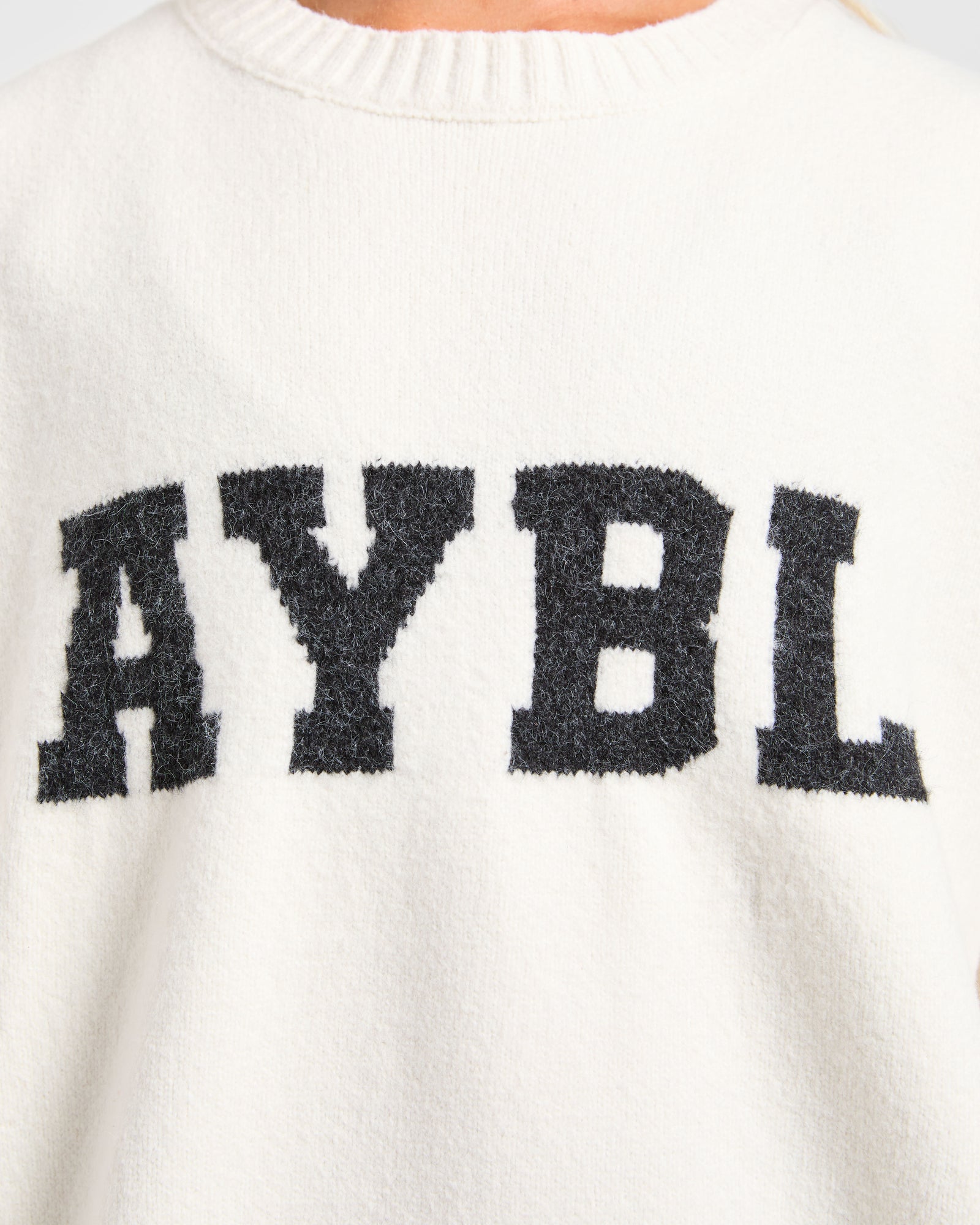 Varsity Oversized Knitted Sweater - Off White