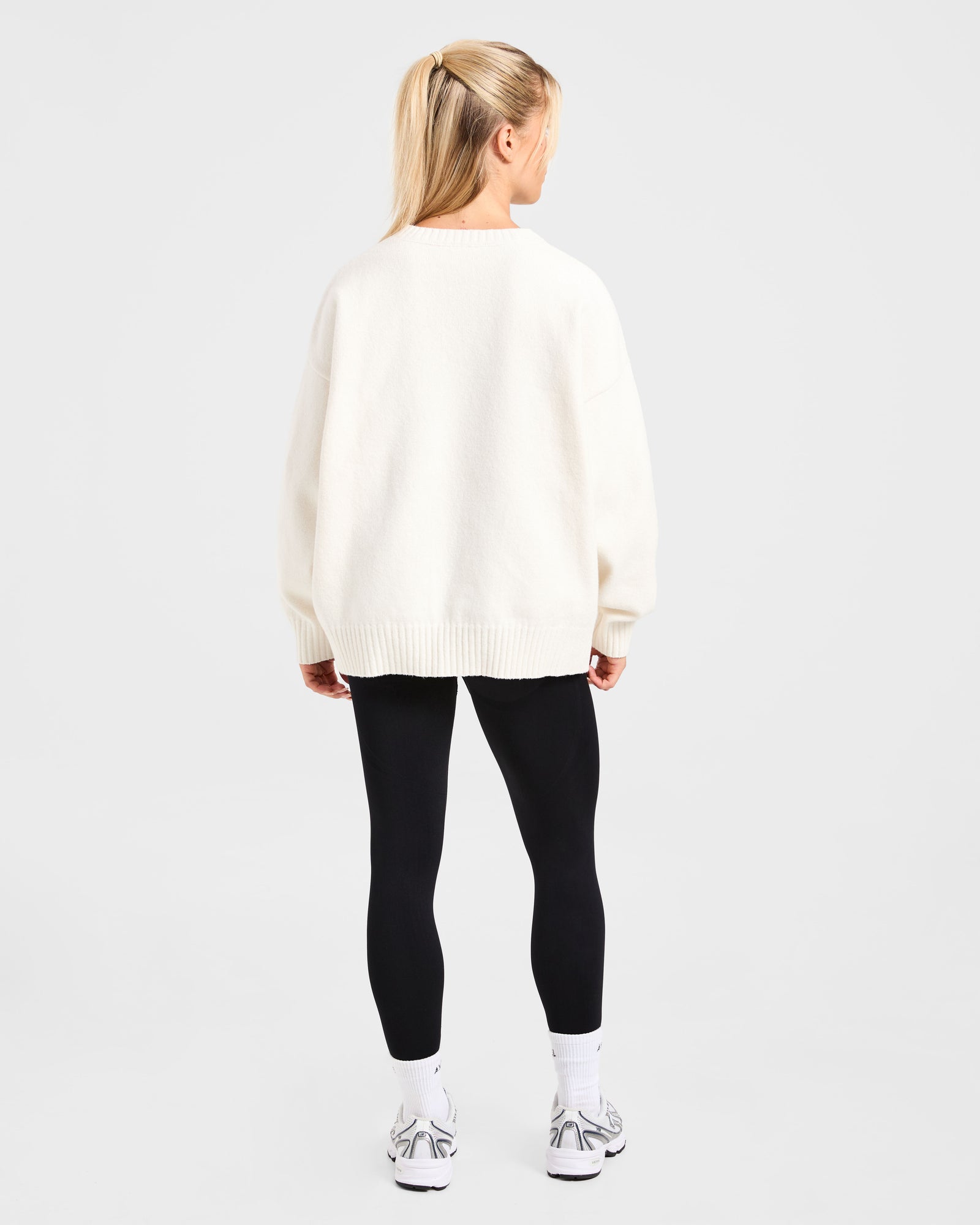 JD Varsity Oversized Knitted Sweater - Off White