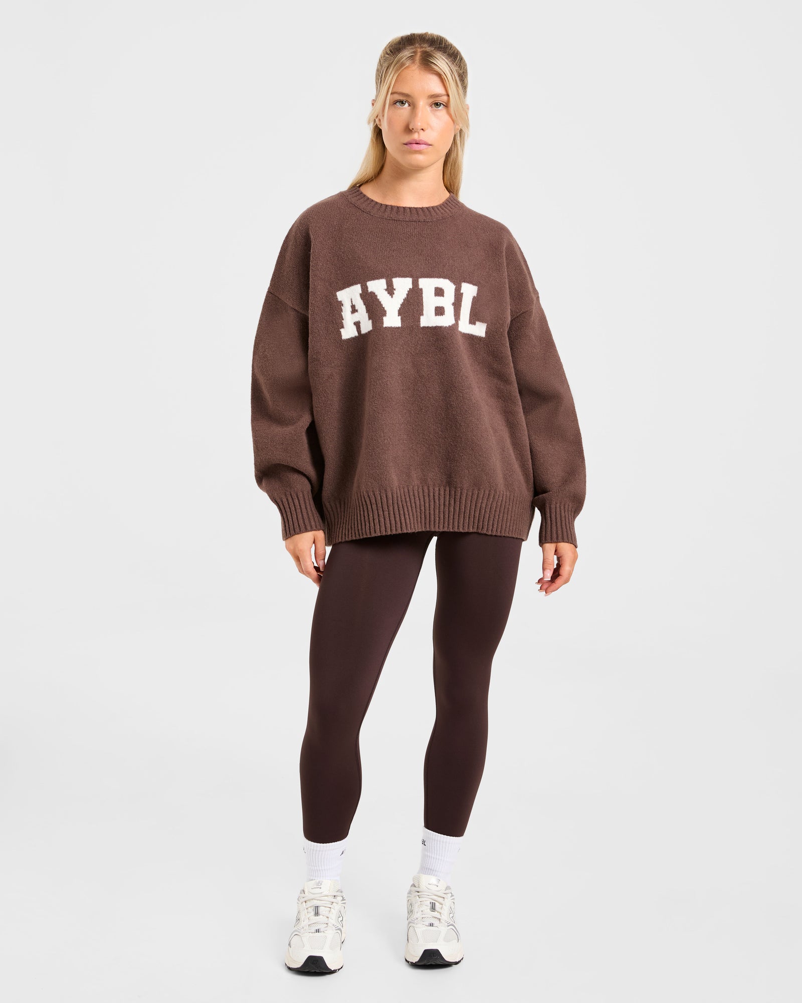 JD Varsity Oversized Knitted Sweater - Brown