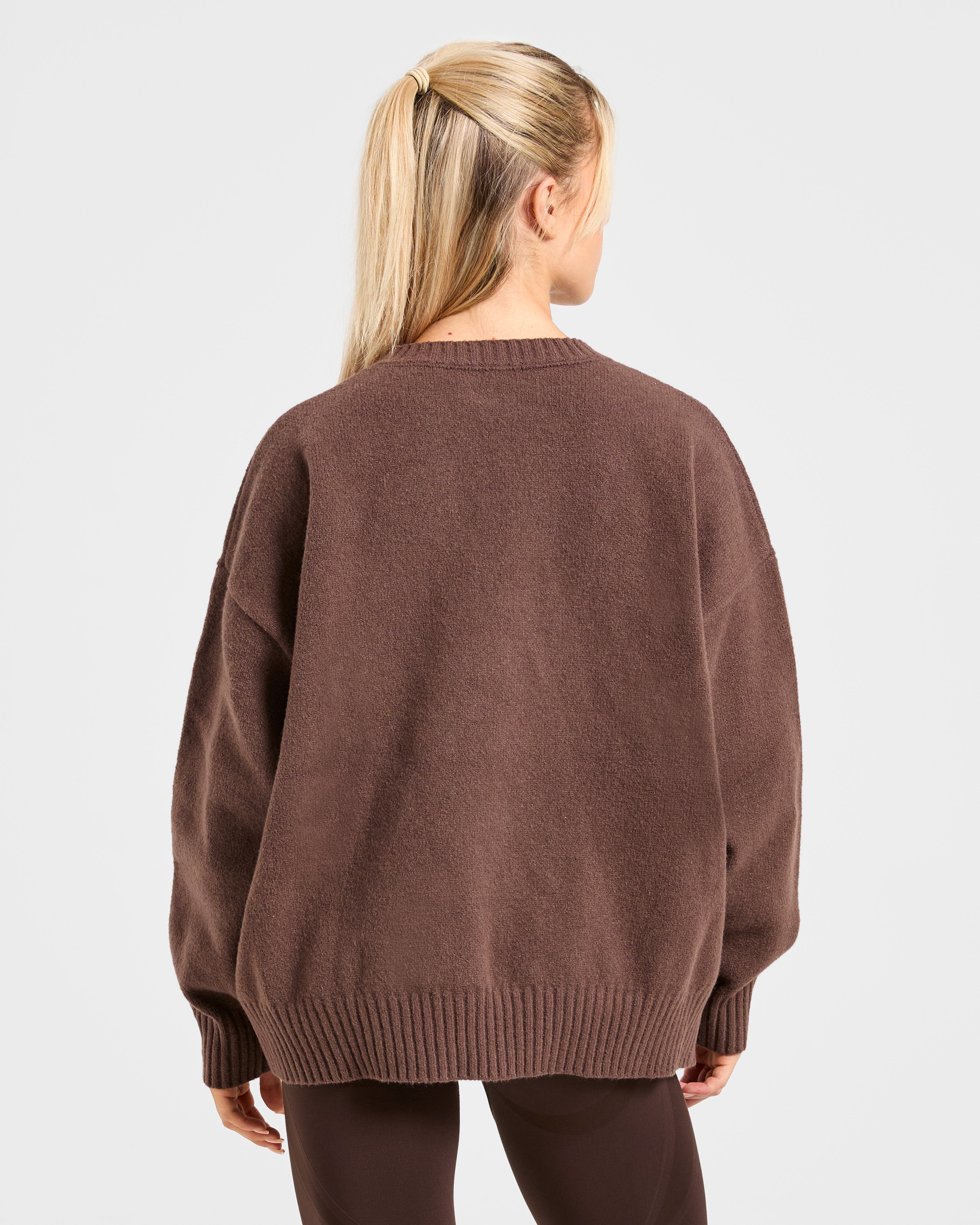 JD Varsity Oversized Knitted Sweater - Brown