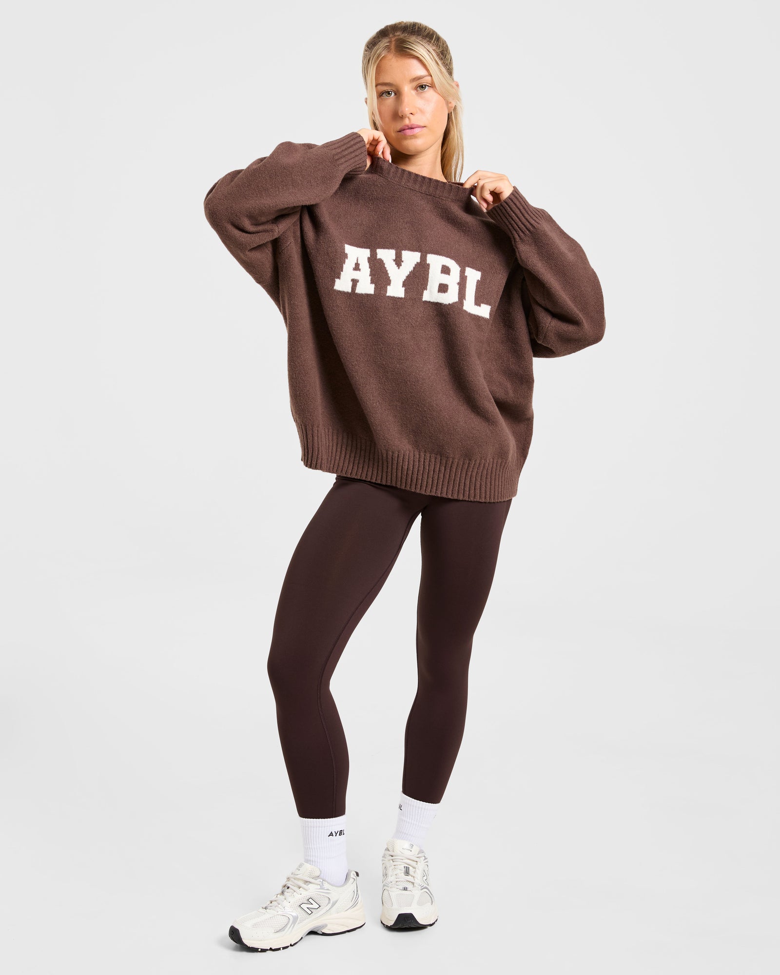 JD Varsity Oversized Knitted Sweater - Brown