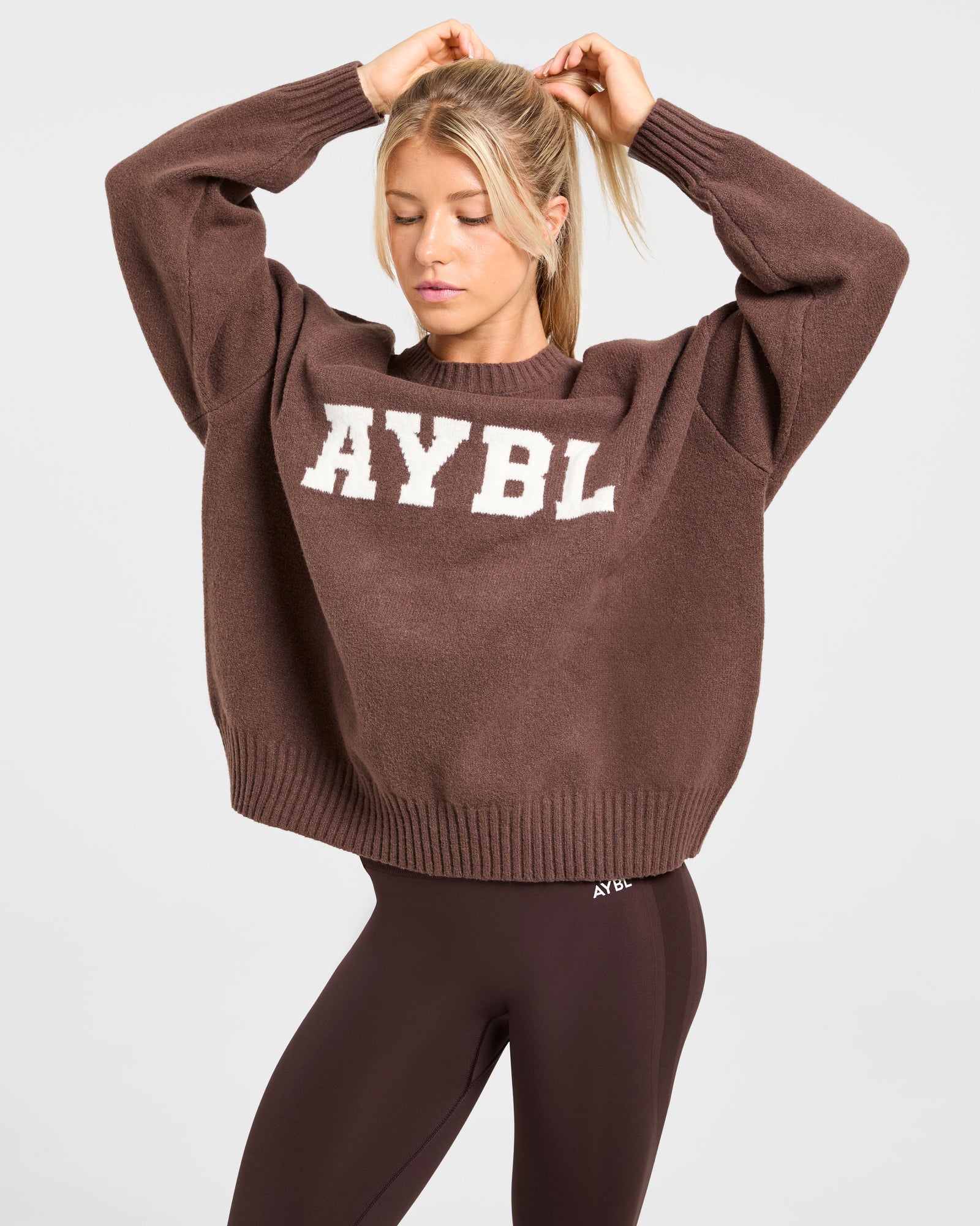 JD Varsity Oversized Knitted Sweater - Brown