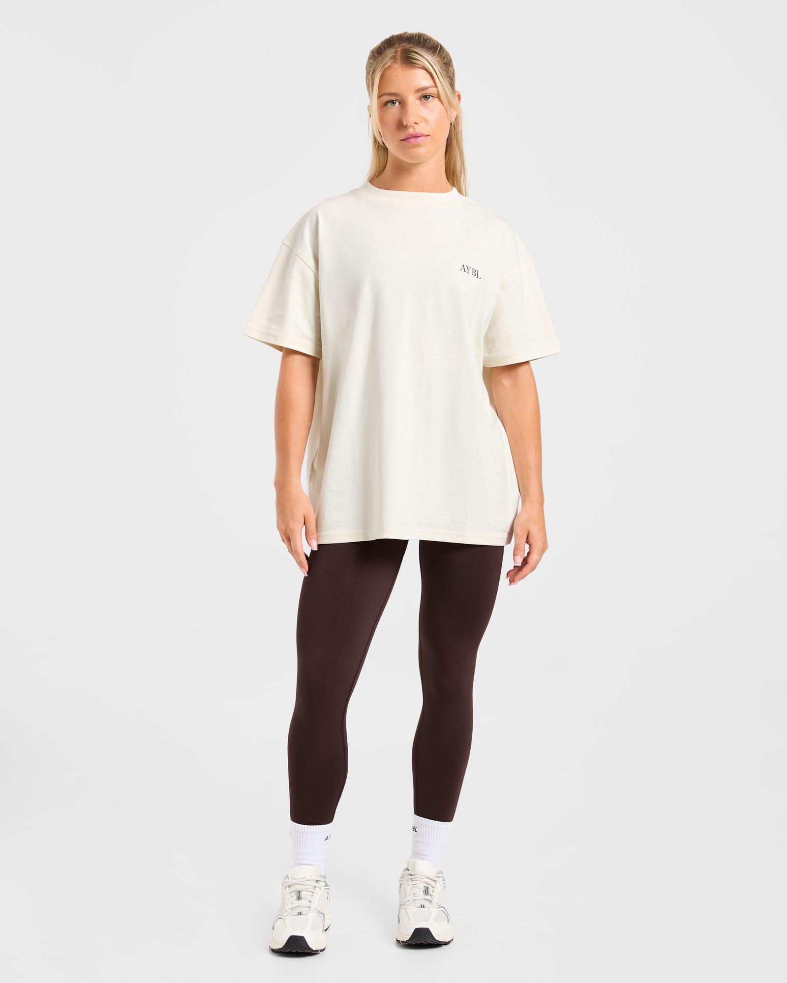 Body, Mind, You Oversized T Shirt - Beige/Brown