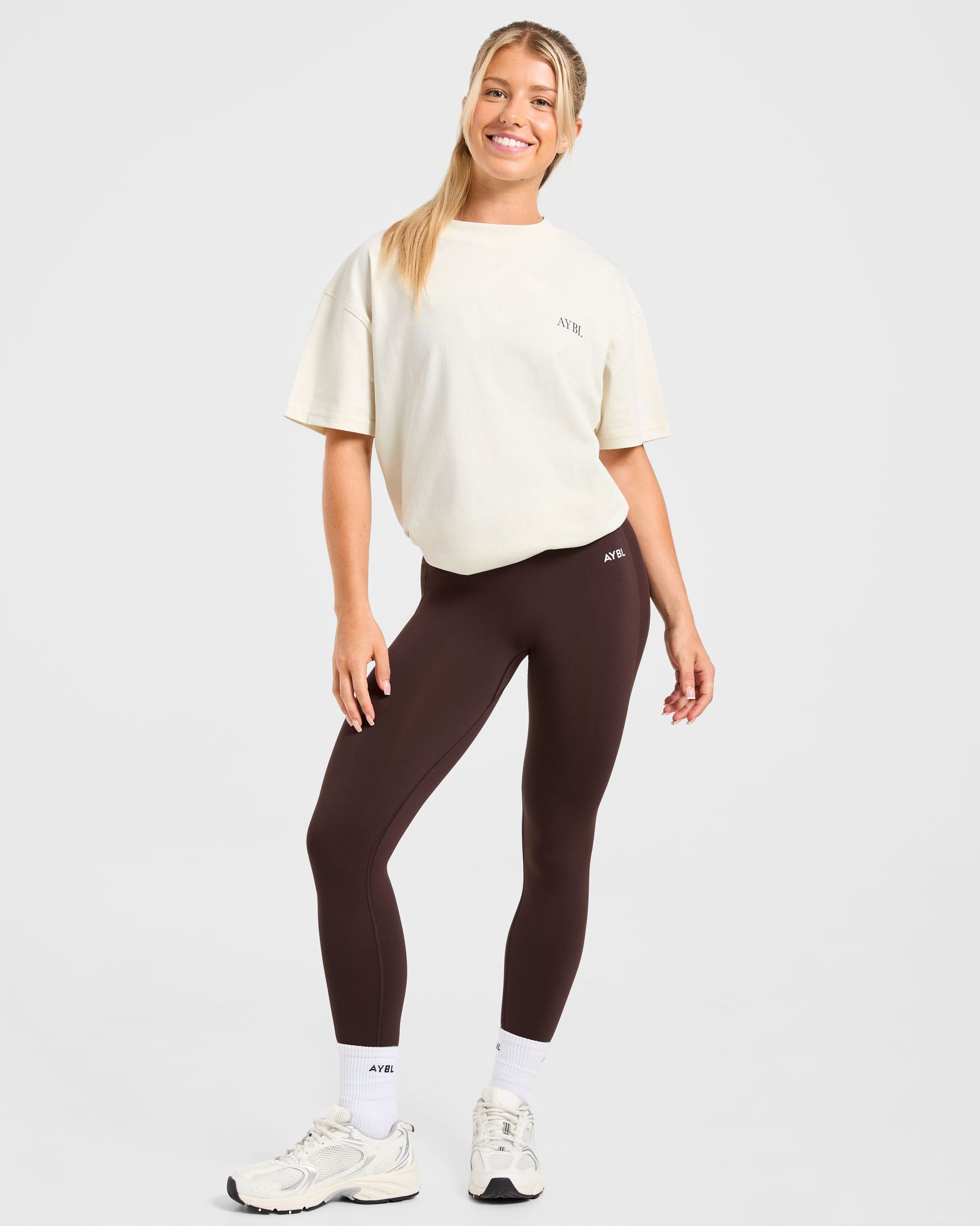 Body, Mind, You Oversized T Shirt - Beige/Brown