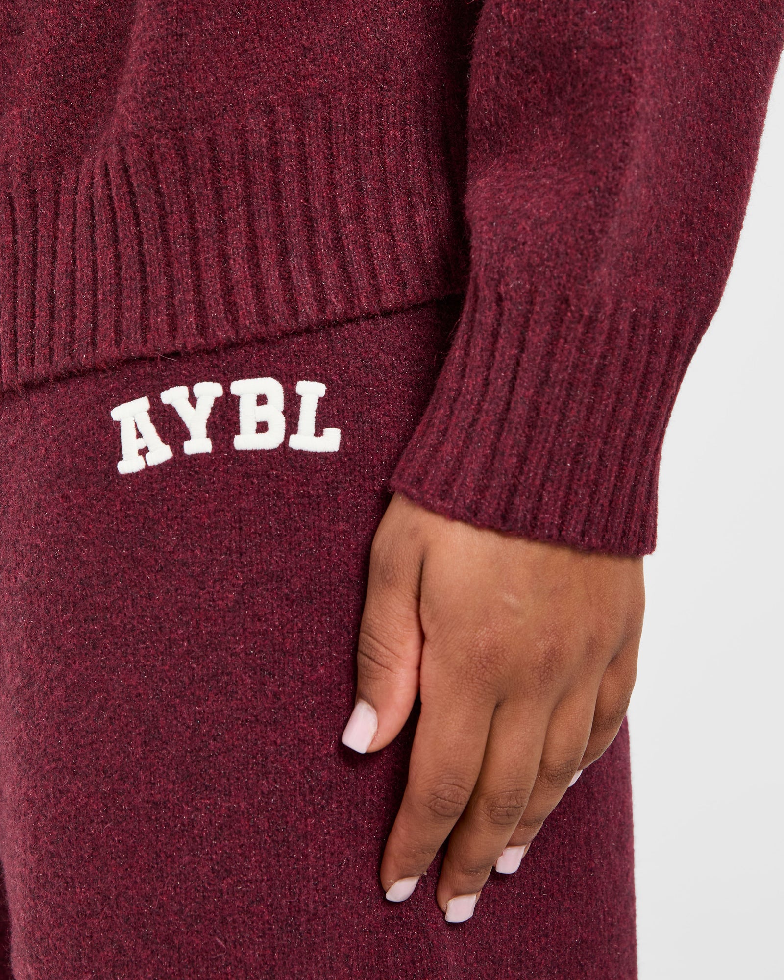 Varsity Oversized Knitted Hoodie - Burgundy