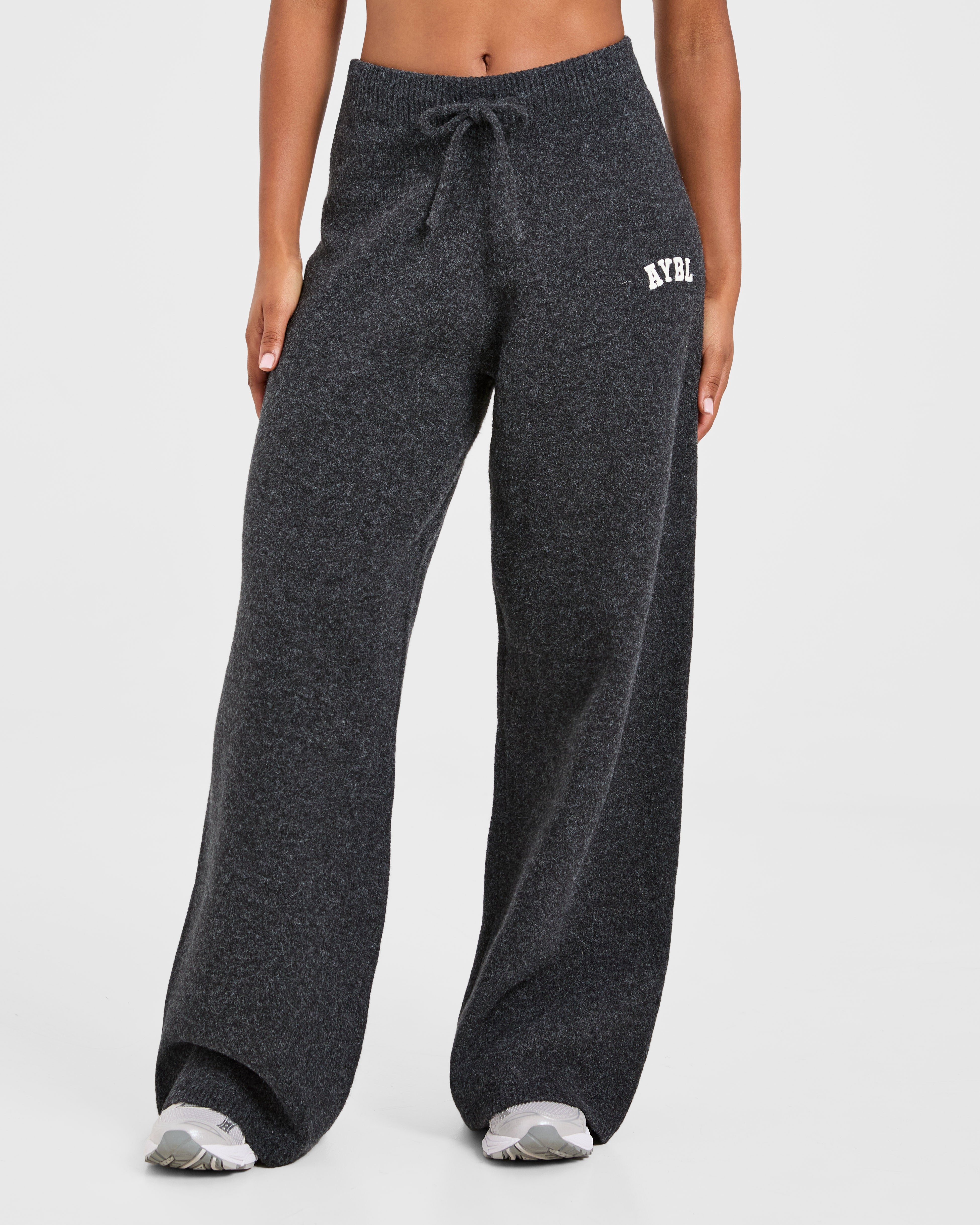 JD Varsity Oversized Knitted Joggers - Charcoal