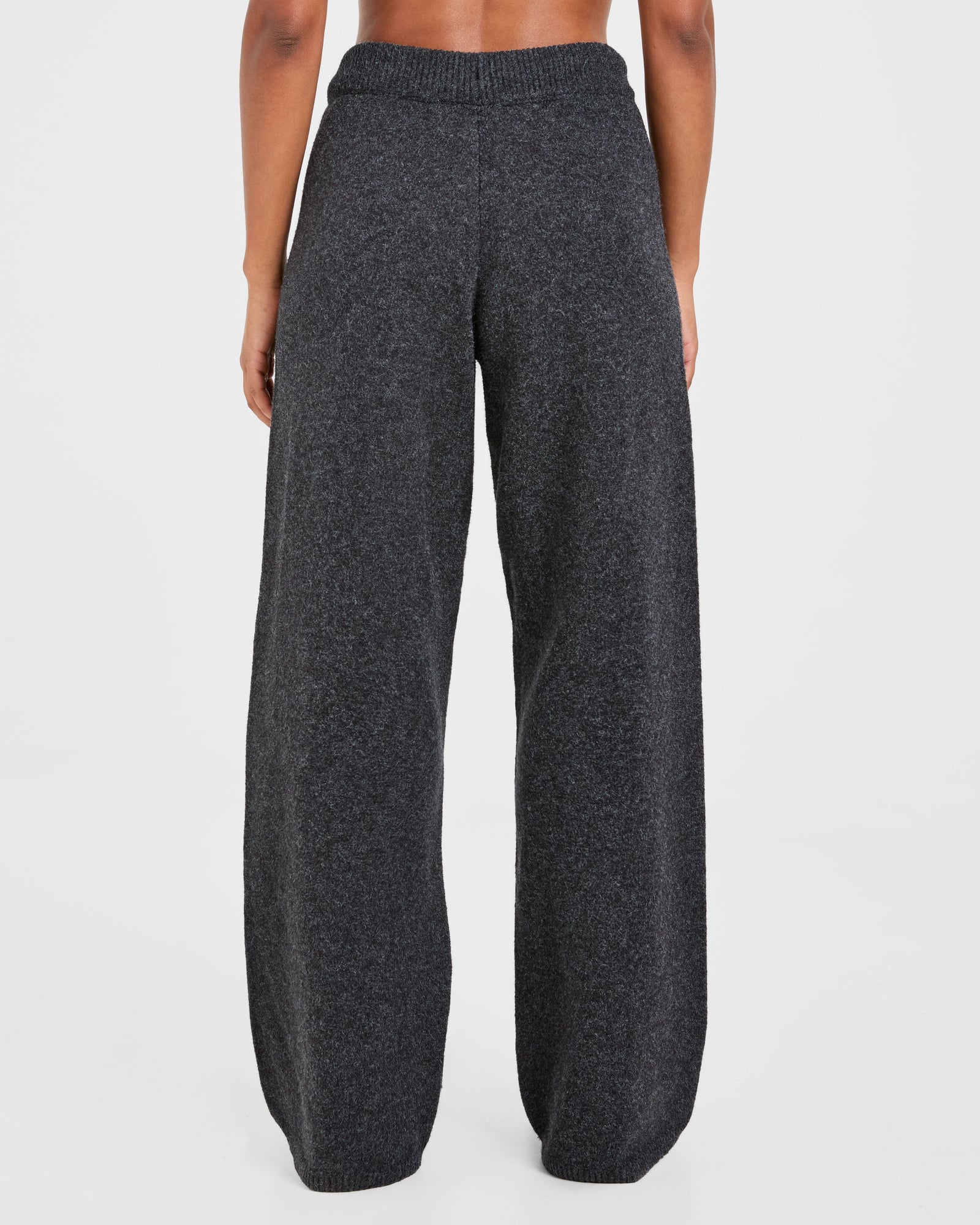 Varsity Oversized Knitted Joggers - Charcoal