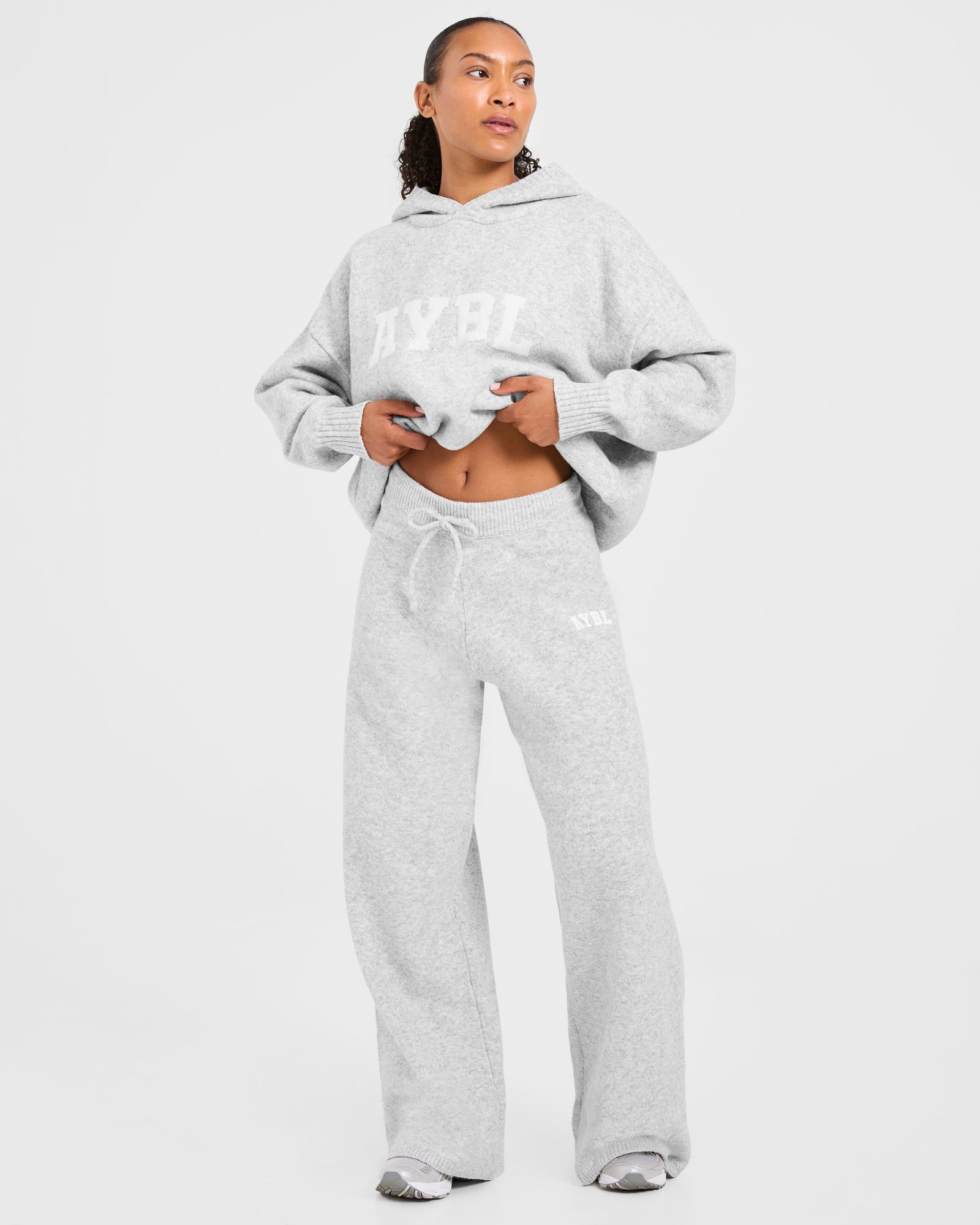 JD Varsity Oversized Knitted Joggers - Grey Marl