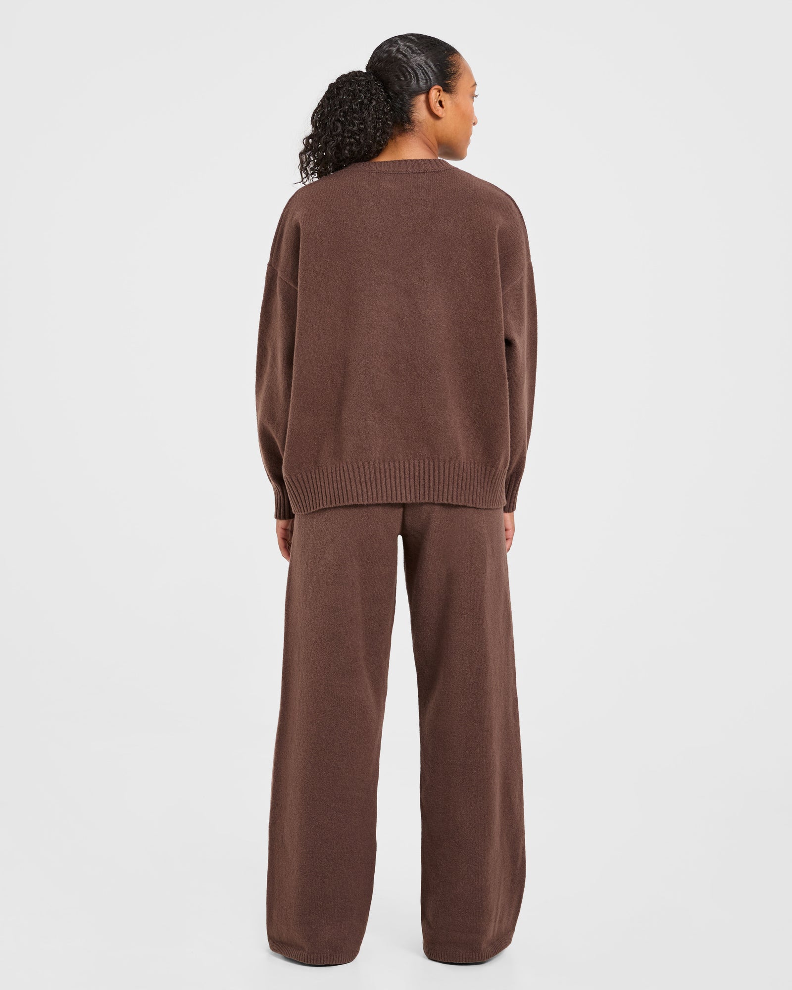 Varsity Oversized Knitted Joggers - Brown