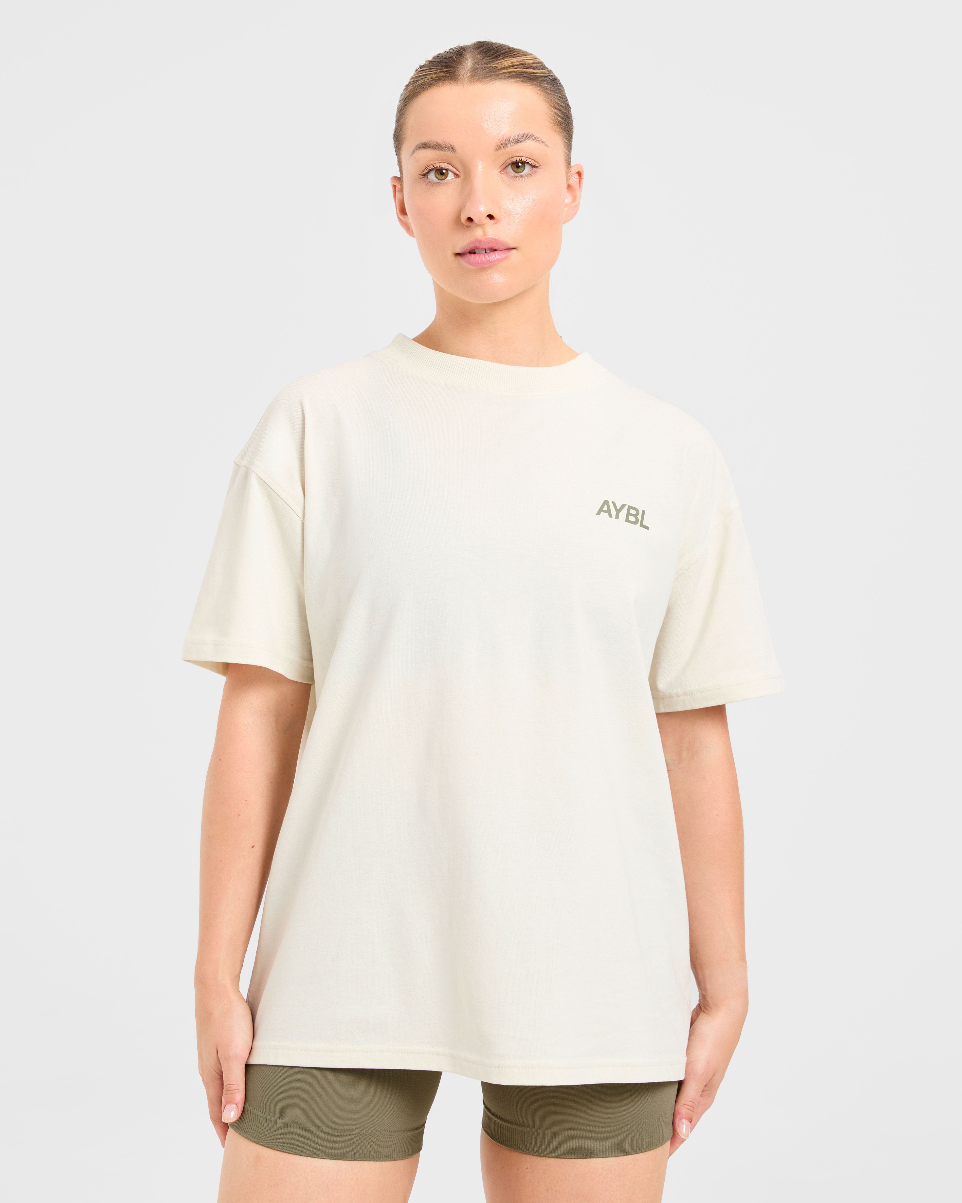 JD AYBL Sports Club Oversized T Shirt - Beige/Muted Olive (Copy)
