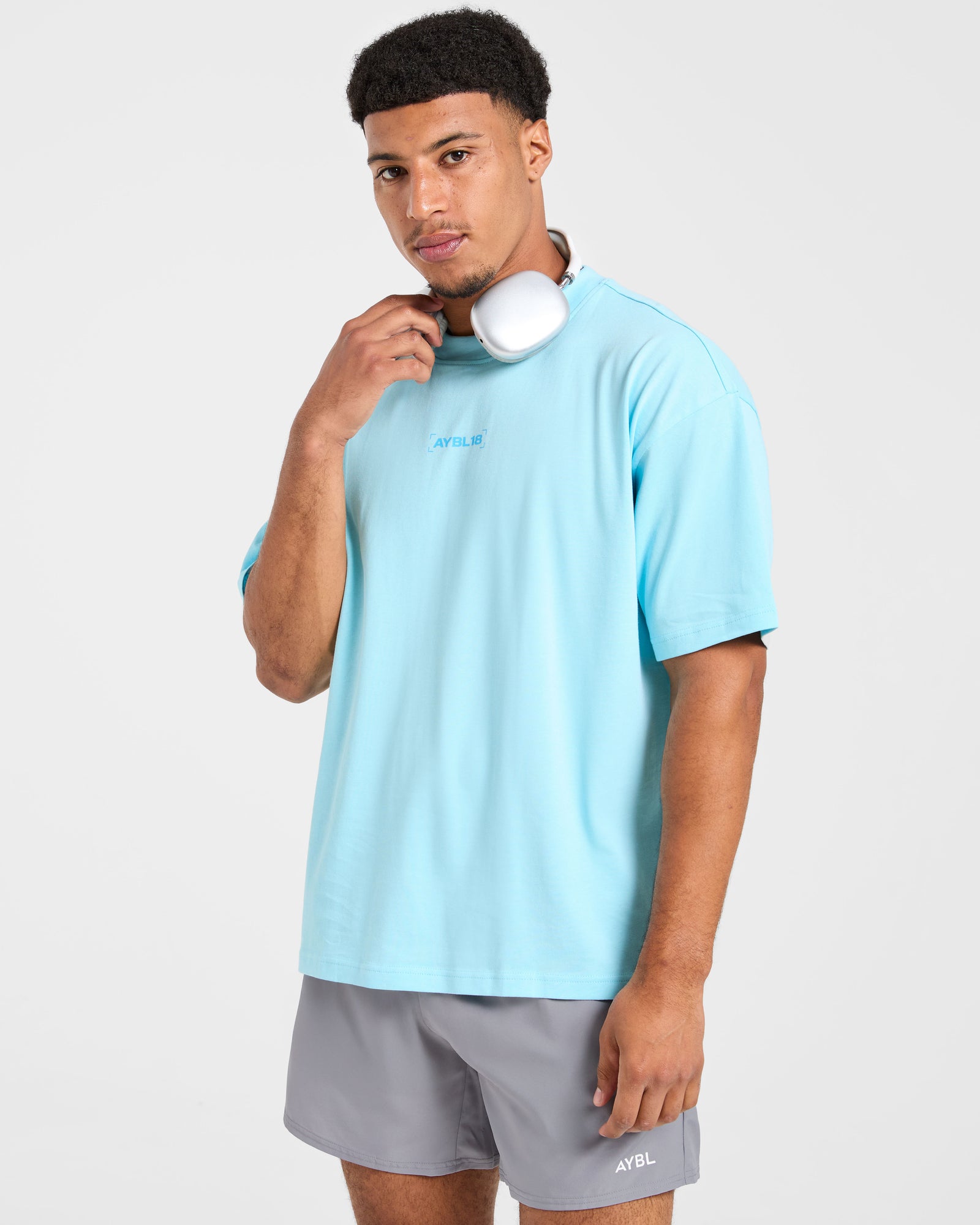 Power Club Oversized T Shirt - Light Blue