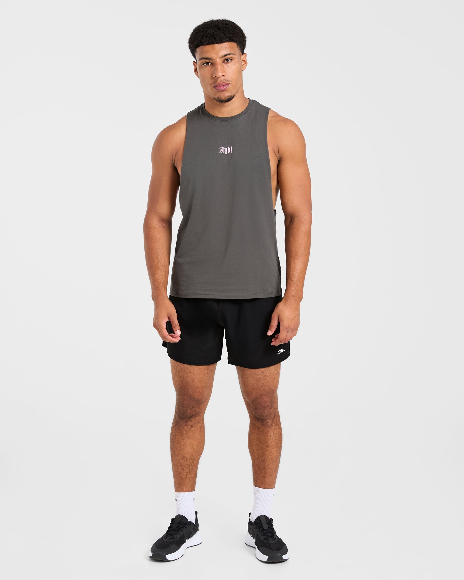 Deadlift Graphic Tank - Charcoal/Pink