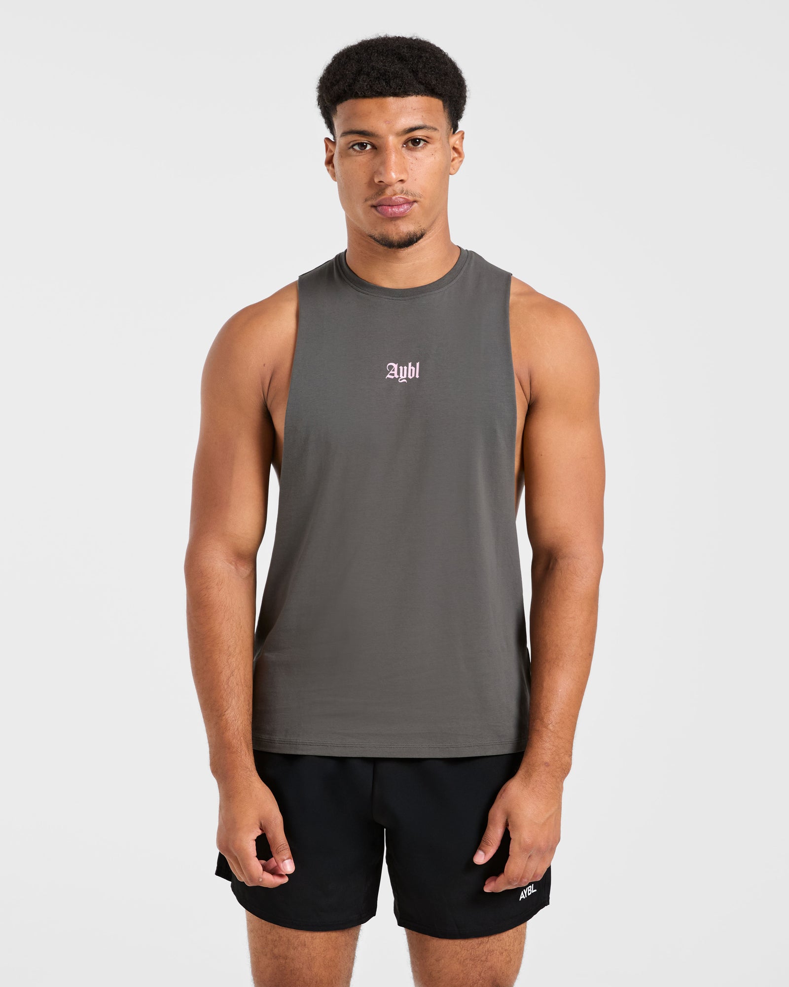 Deadlift Graphic Tank - Charcoal/Pink