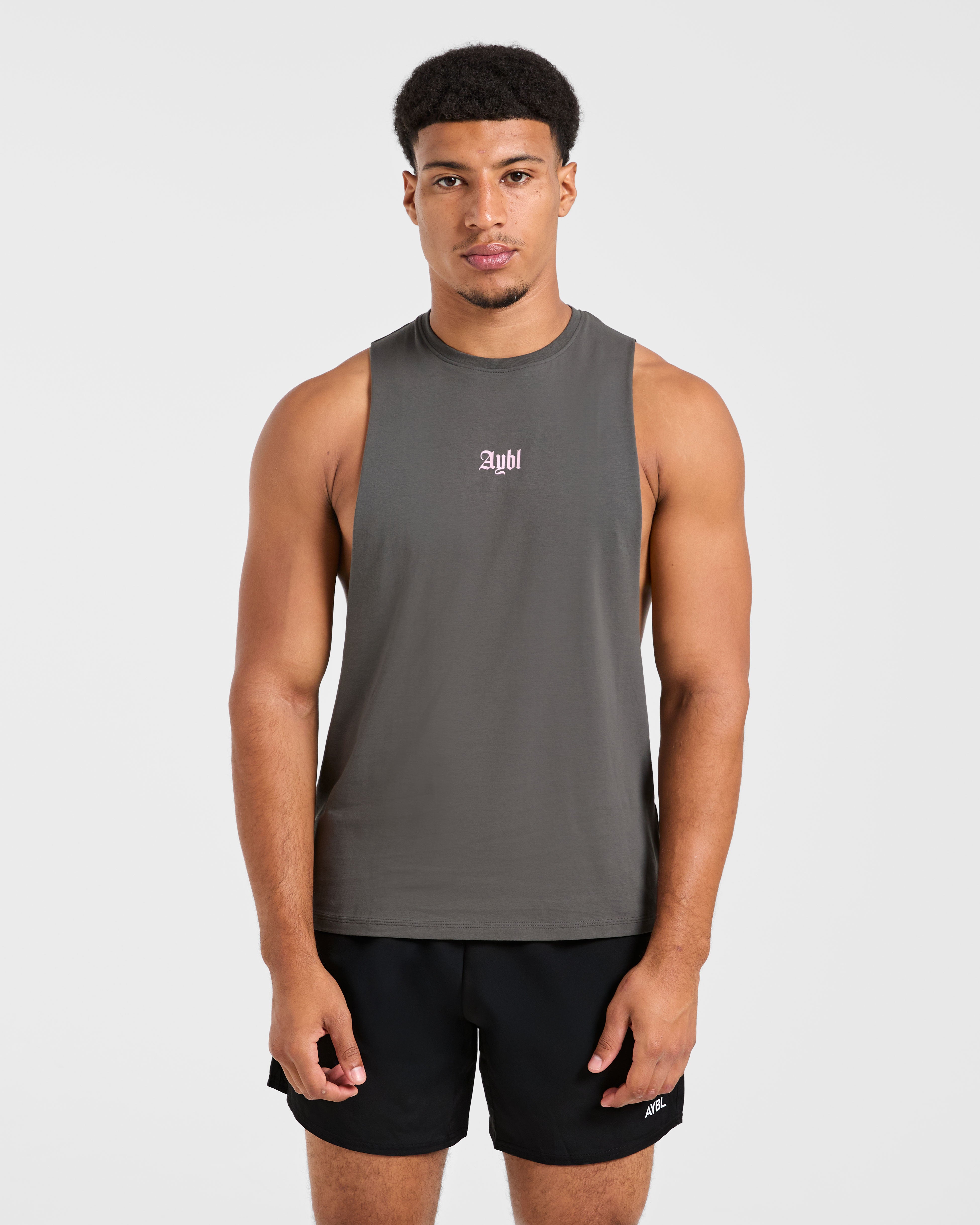 Deadlift Graphic Tank - Charcoal/Pink