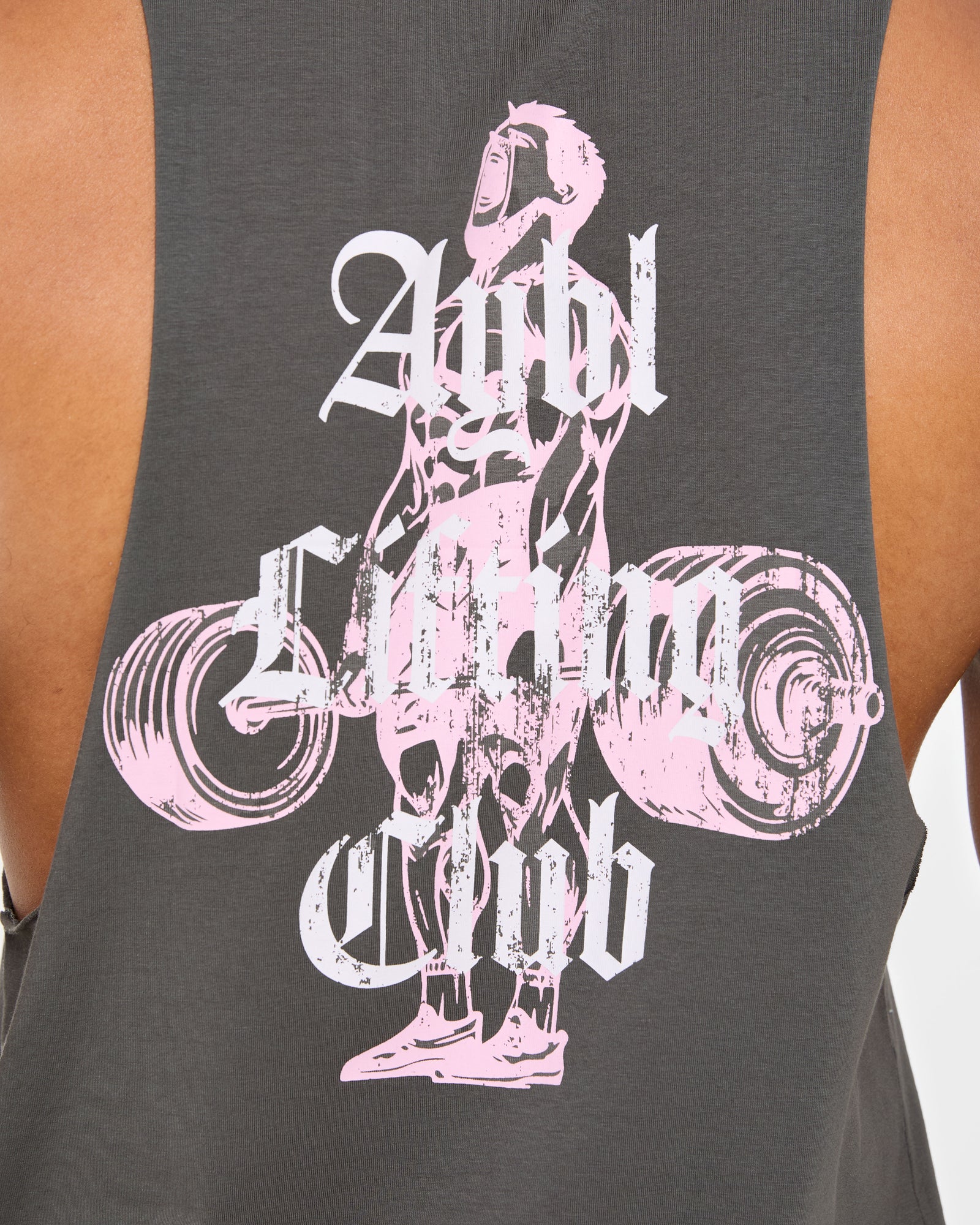 Deadlift Graphic Tank - Charcoal/Pink
