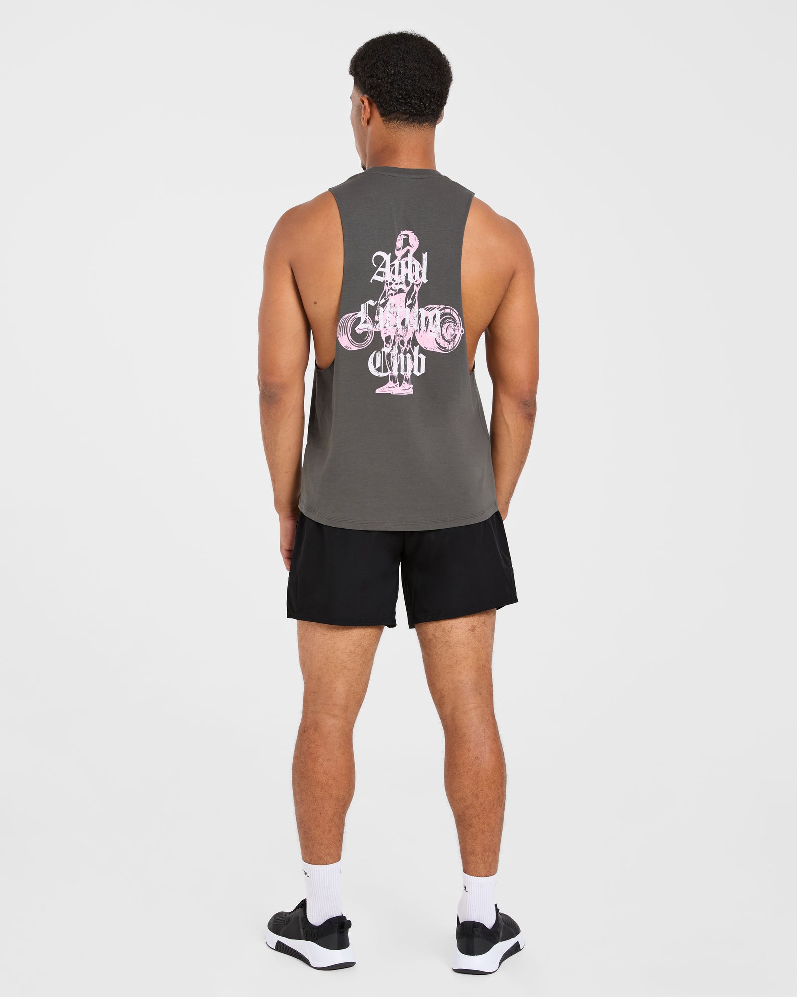 Deadlift Graphic Tank - Charcoal/Pink