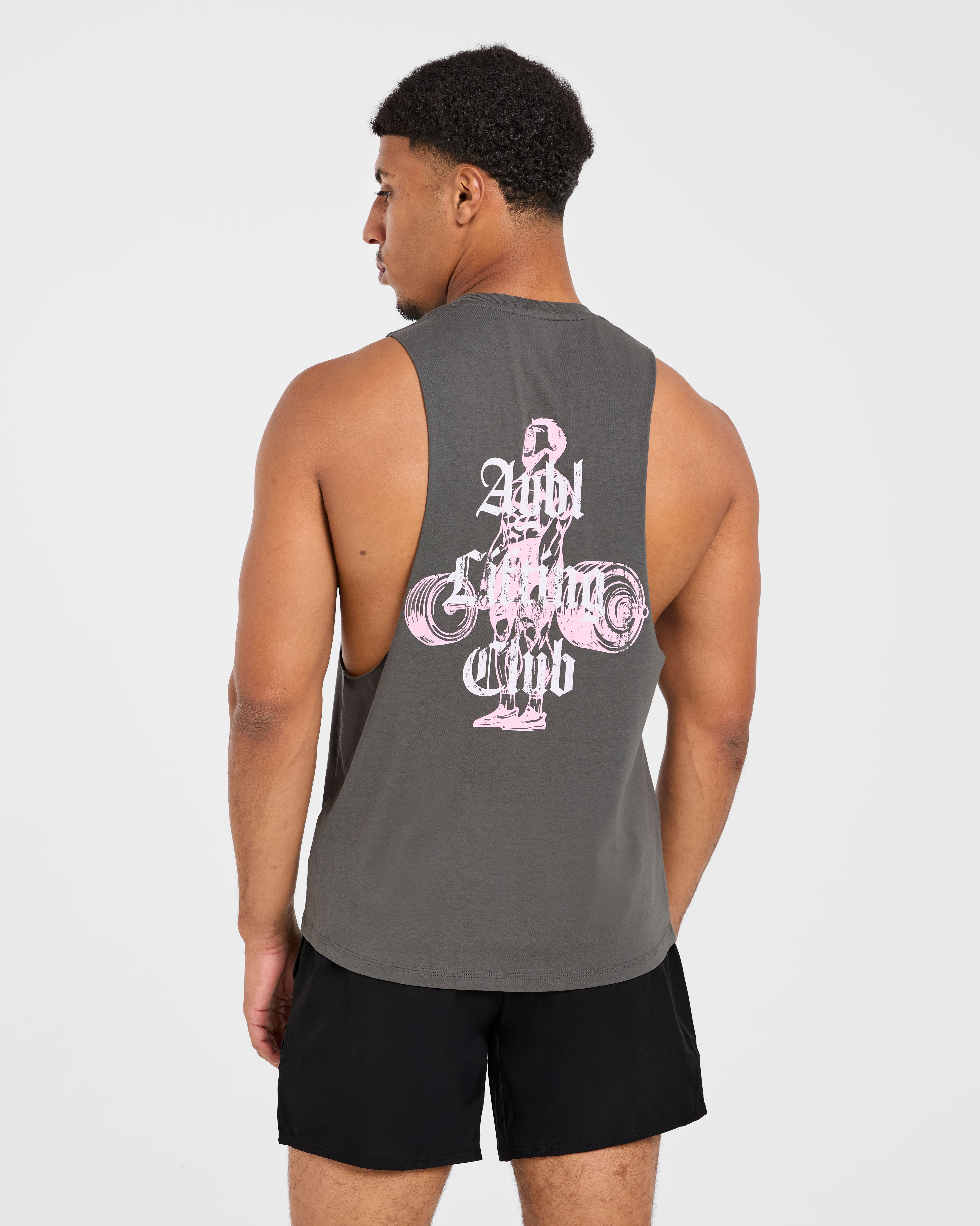 Deadlift Graphic Tank - Charcoal/Pink