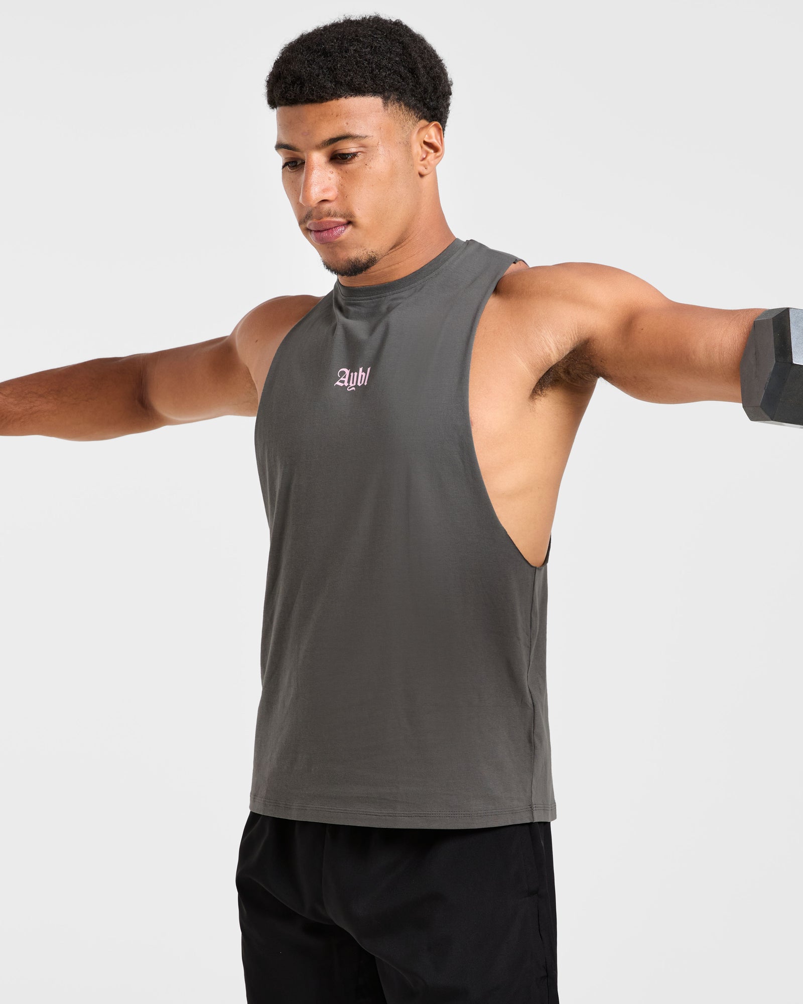 Deadlift Graphic Tank - Charcoal/Pink