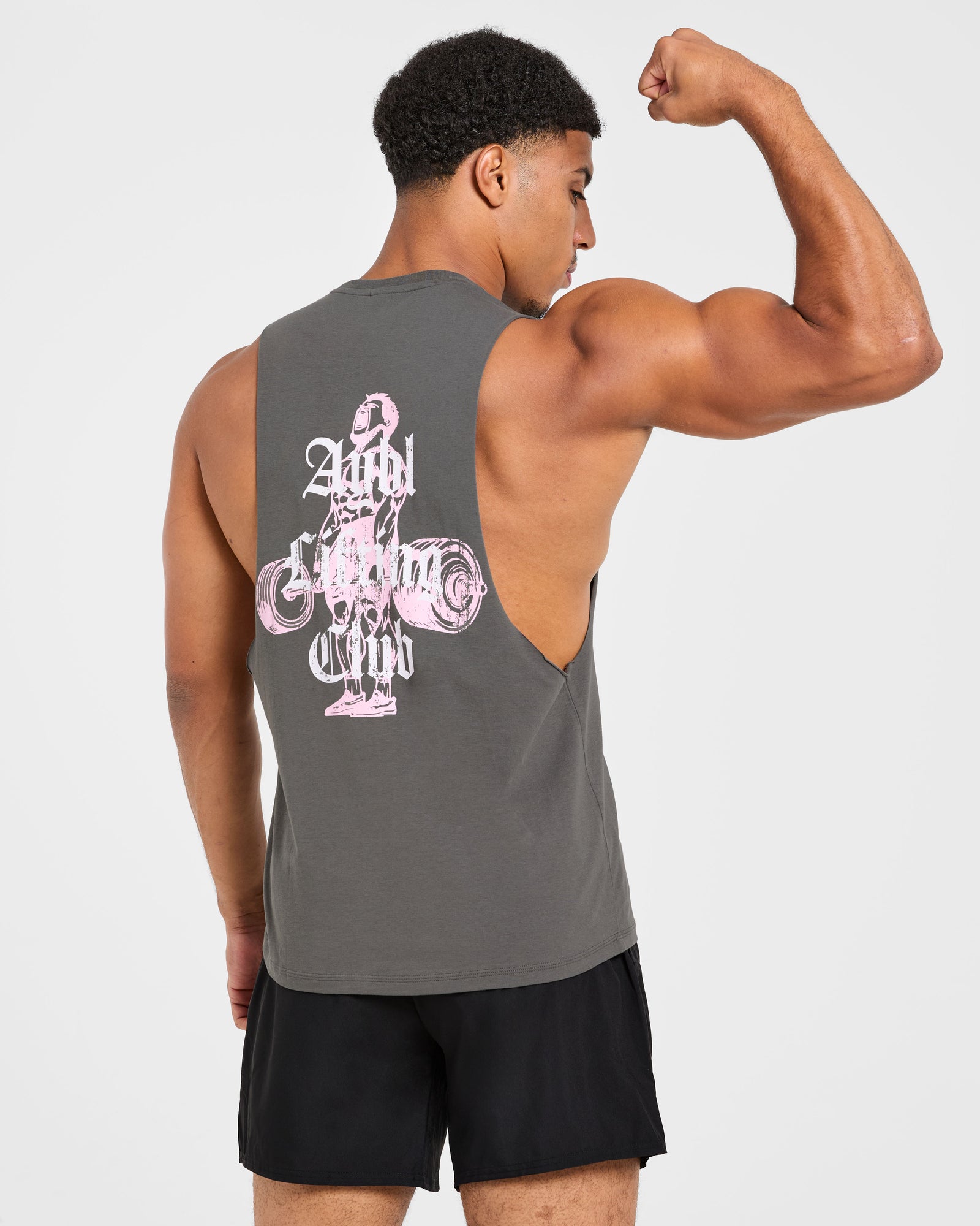Deadlift Graphic Tank - Charcoal/Pink