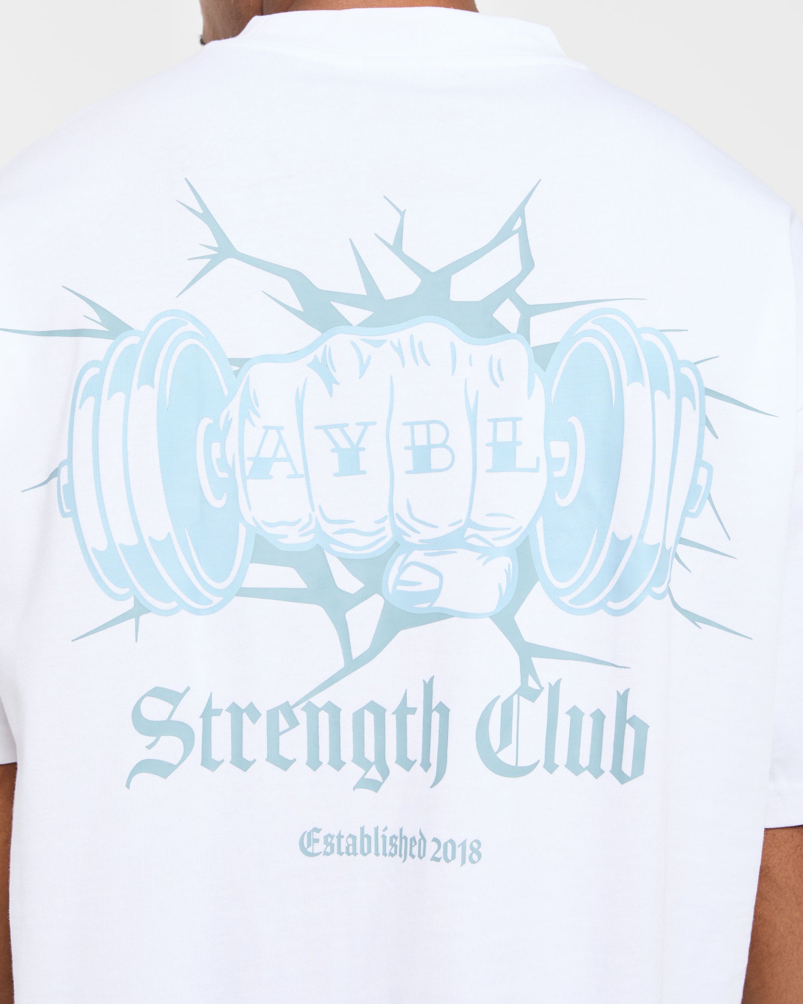 AYBL Strength Club Oversized T Shirt - White/Blue