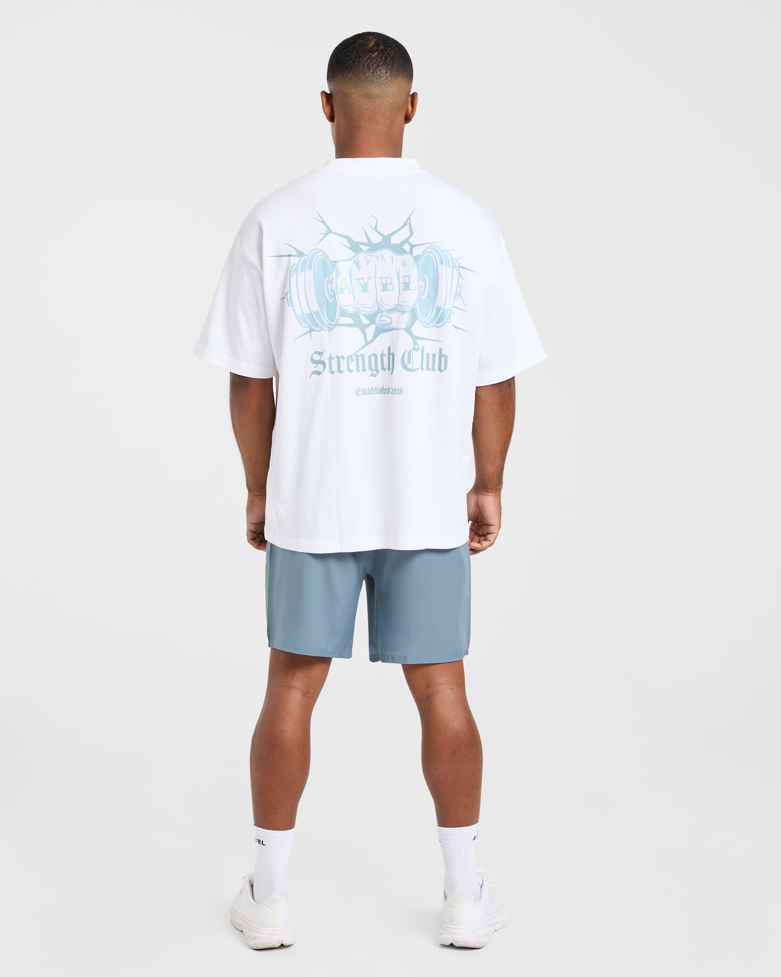 AYBL Strength Club Oversized T Shirt - White/Blue