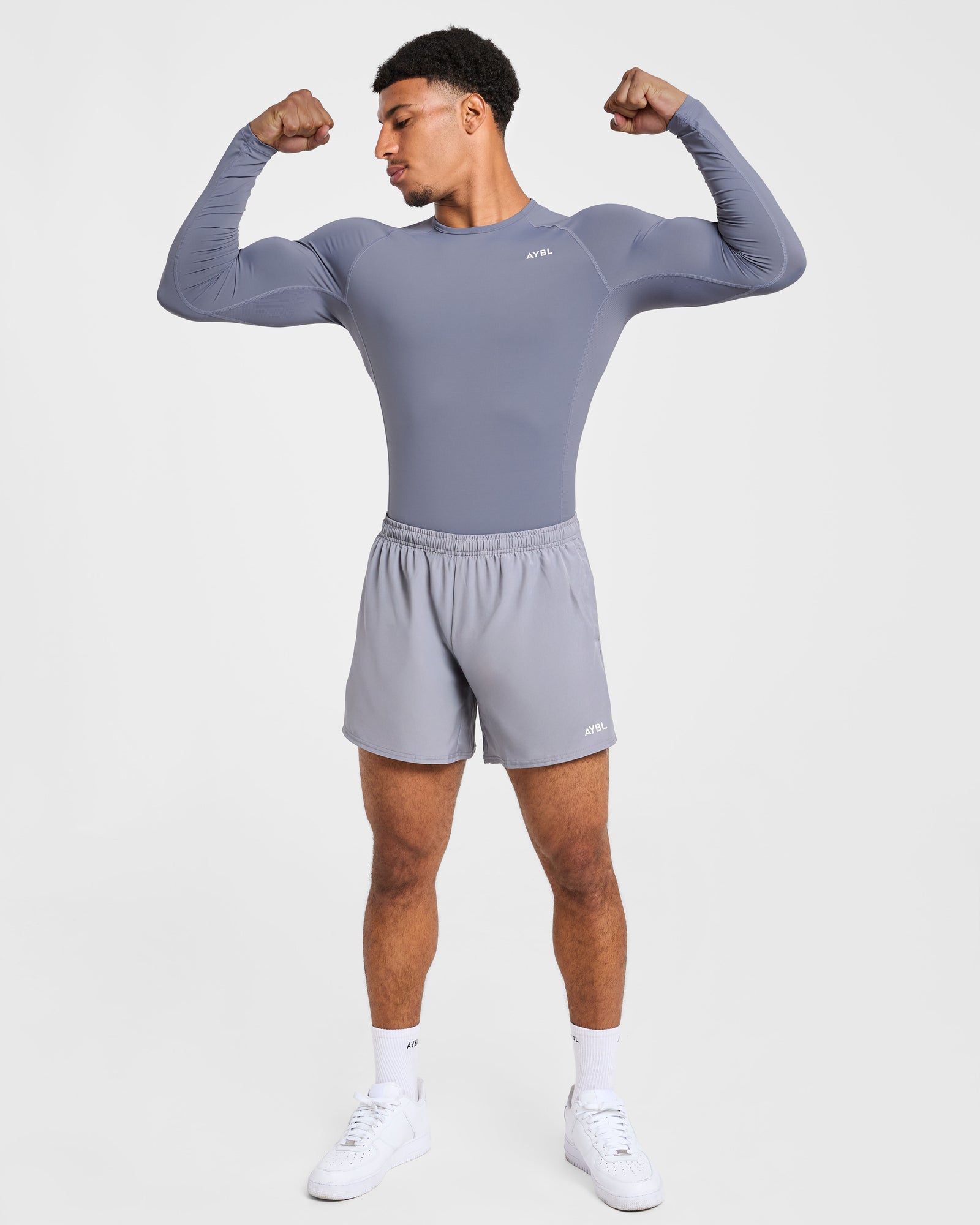 Compression Long Sleeve T Shirt- Slate Grey