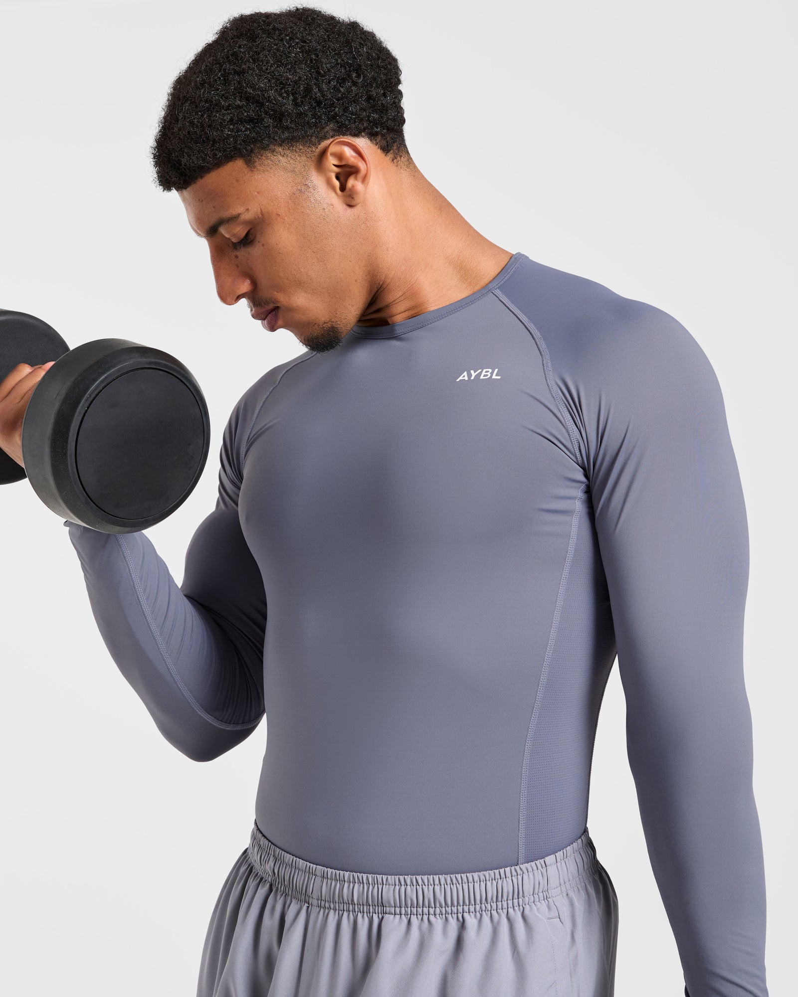 Compression Long Sleeve T Shirt- Slate Grey
