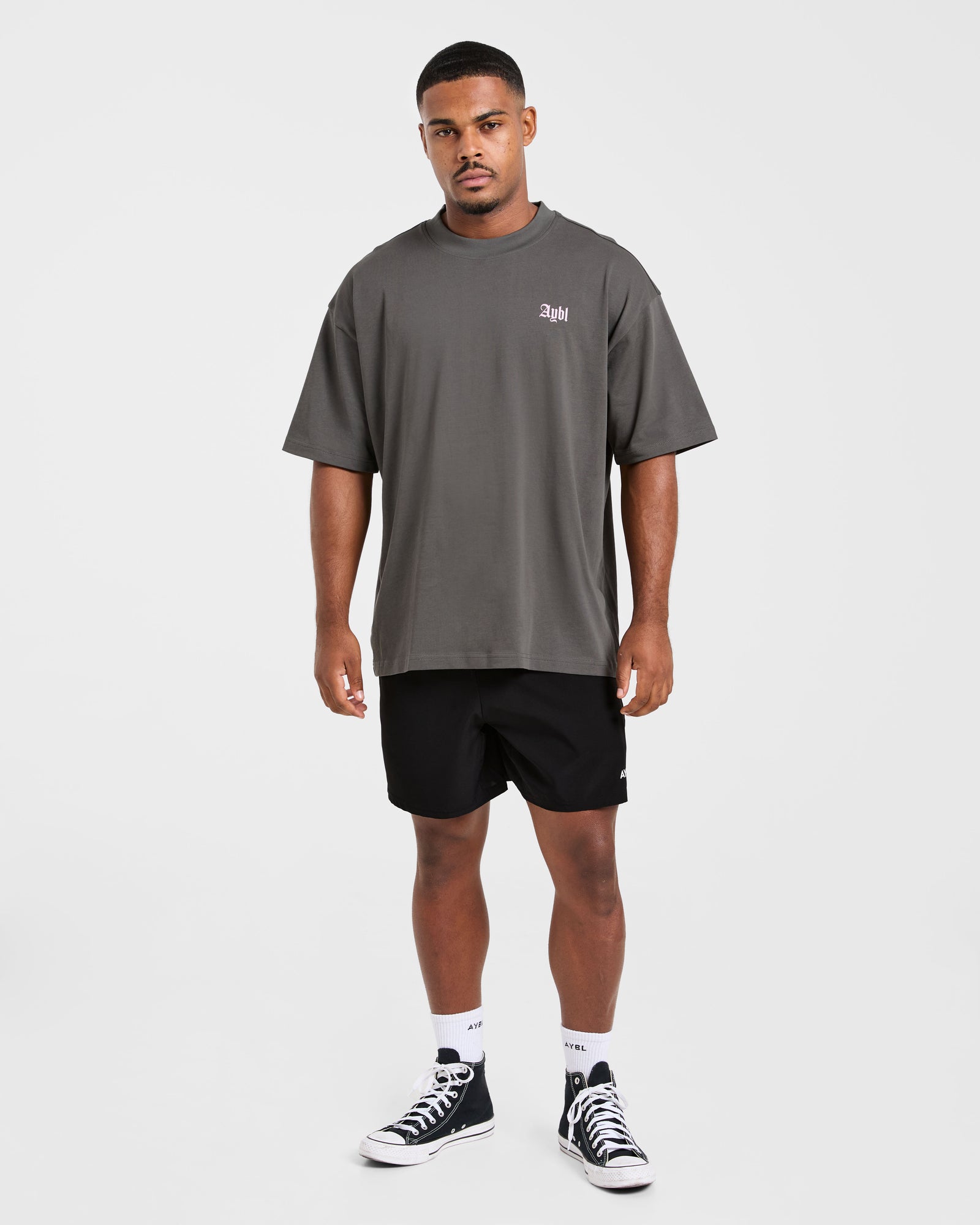 Deadlift Graphic Oversized T Shirt - Charcoal/Pink