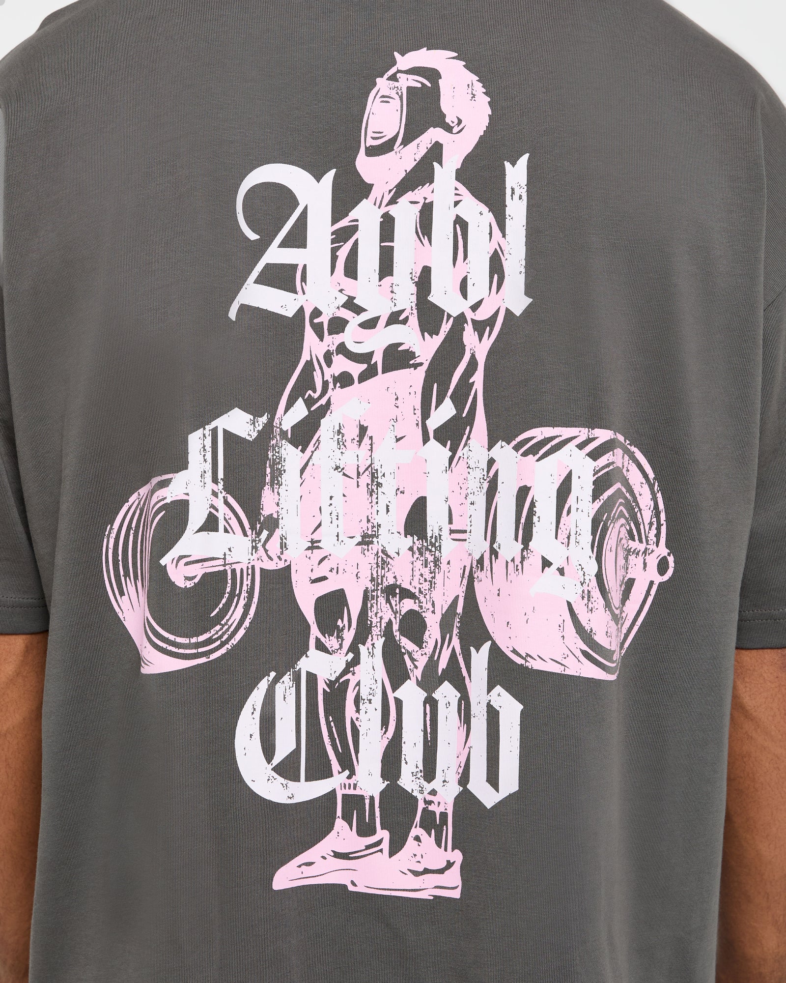 Deadlift Graphic Oversized T Shirt - Charcoal/Pink