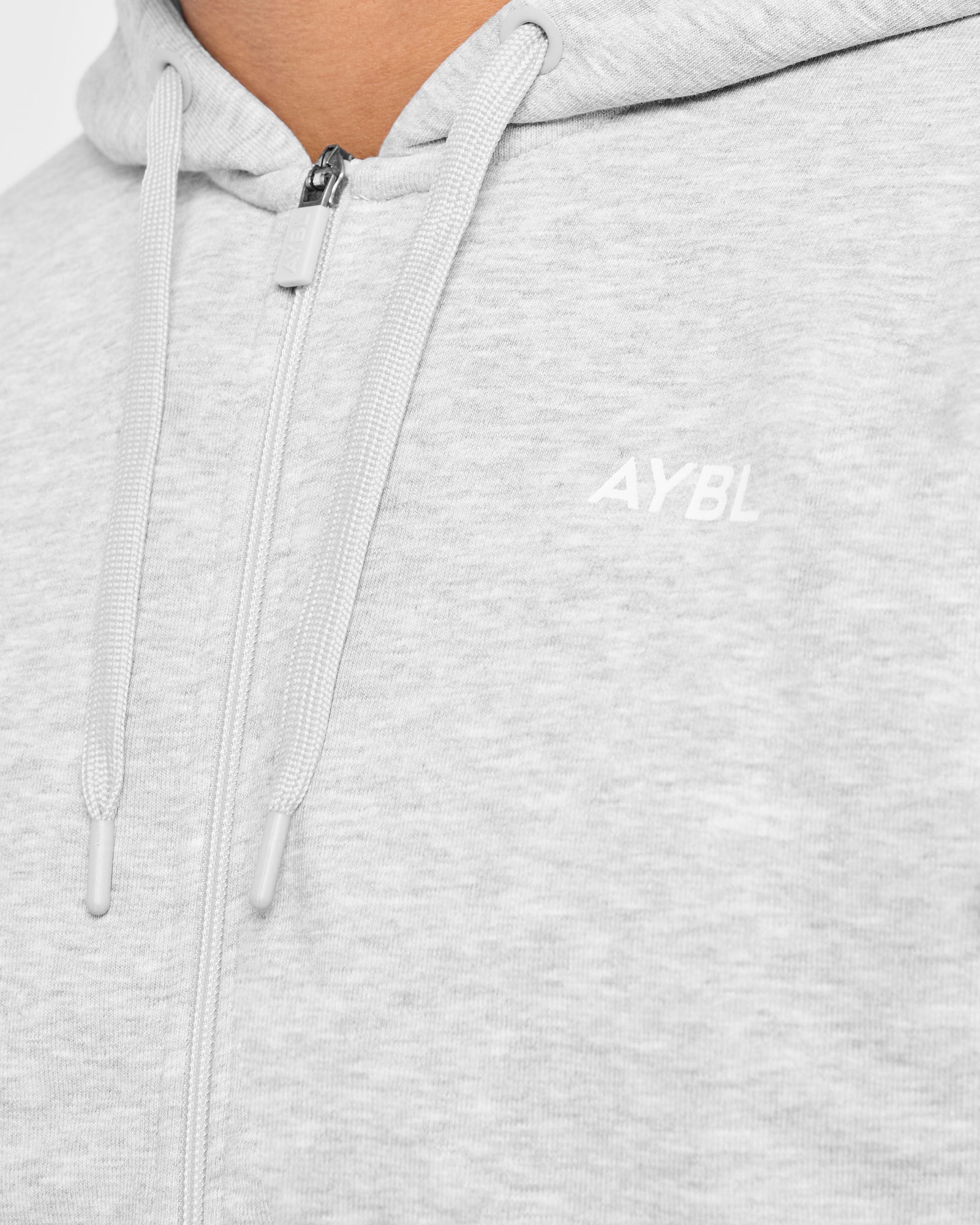 Essential Lightweight Zip Up Hoodie - Grey Marl